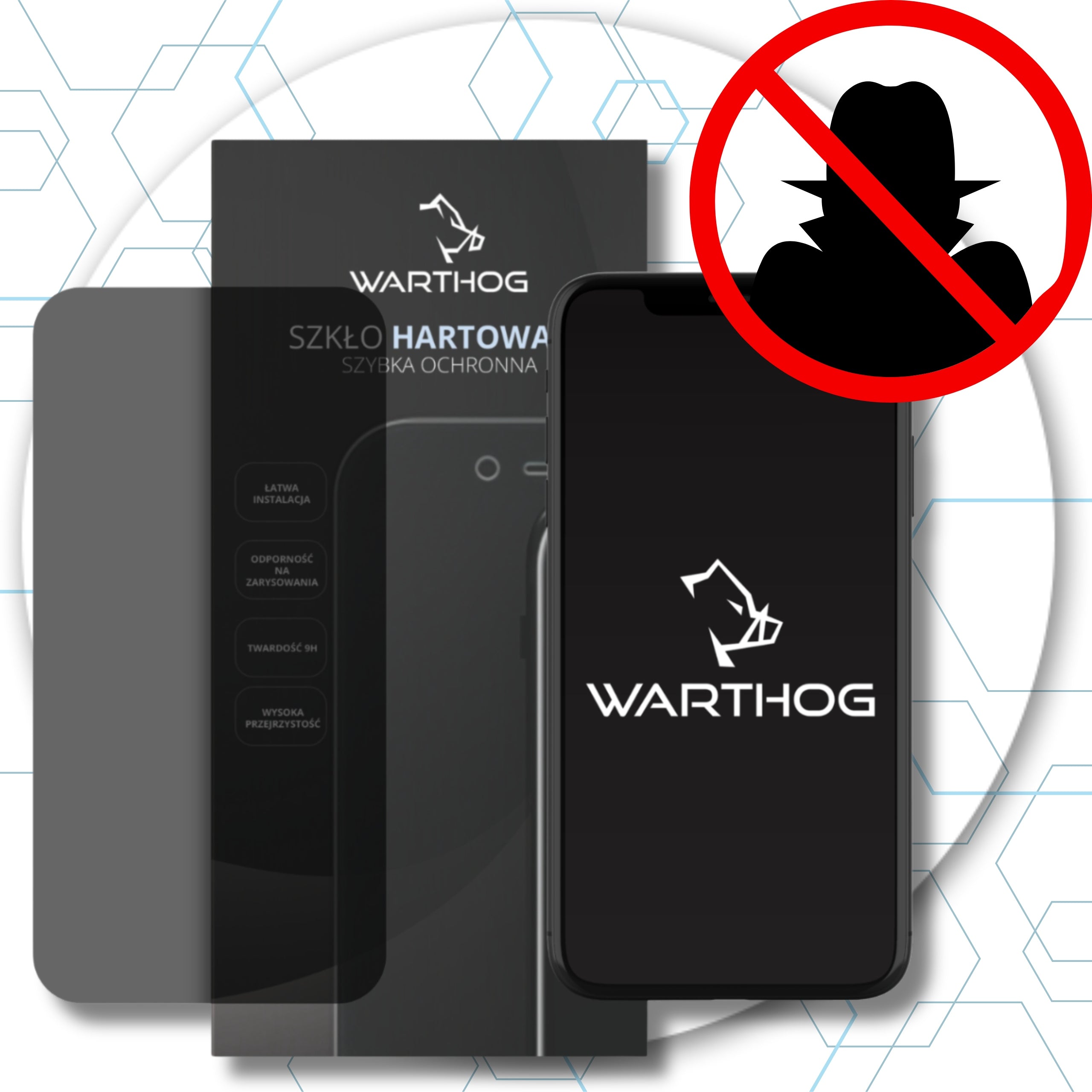 Warthog Privacy Tempered Glass for Apple iPhone 16 Pro 2 Pack EZ Fit Manufacturer code szkiełko ochronne prywatyzujące EZ Fit 0445