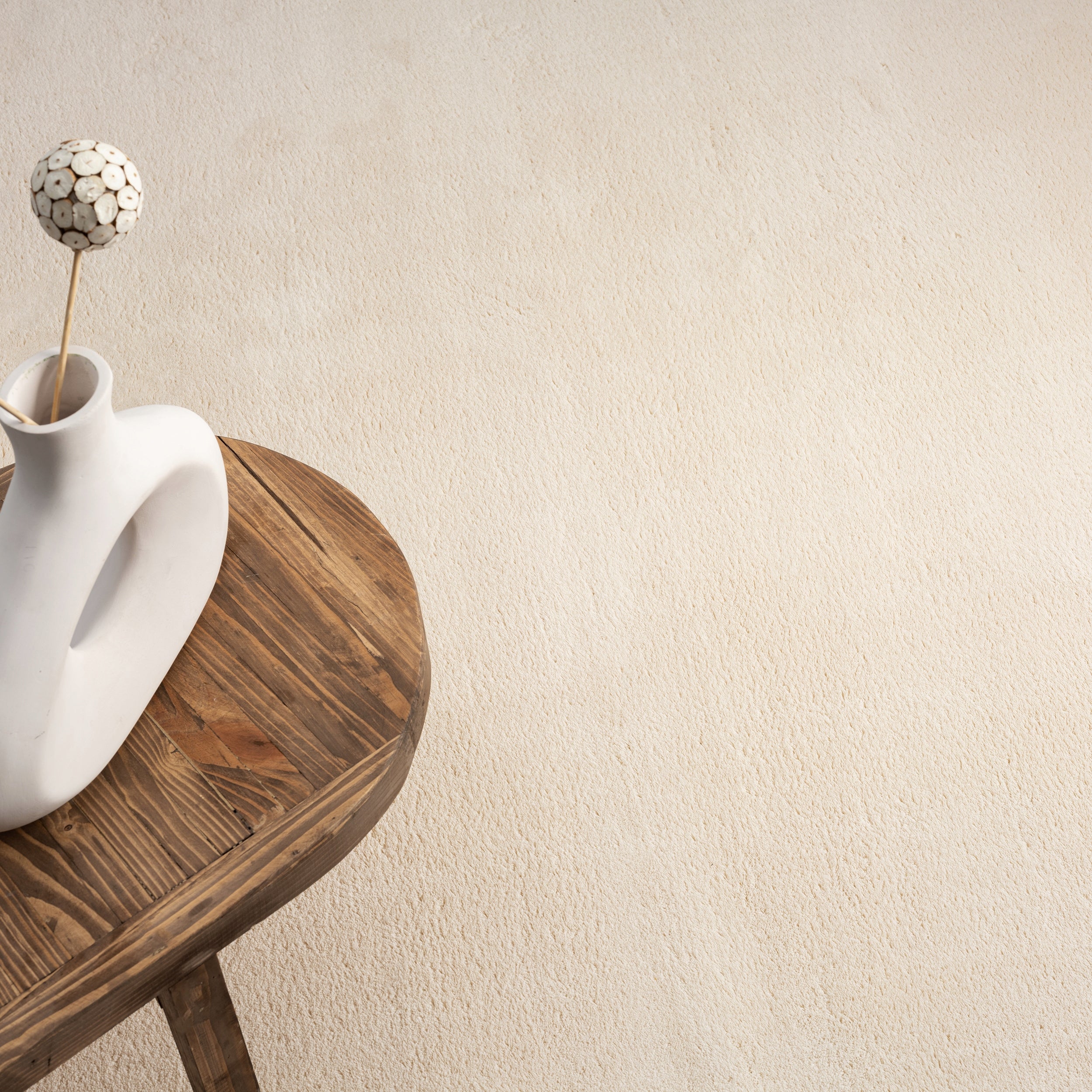 Washable plush carpet Relax the carpet beige 120 round Brand the carpet
