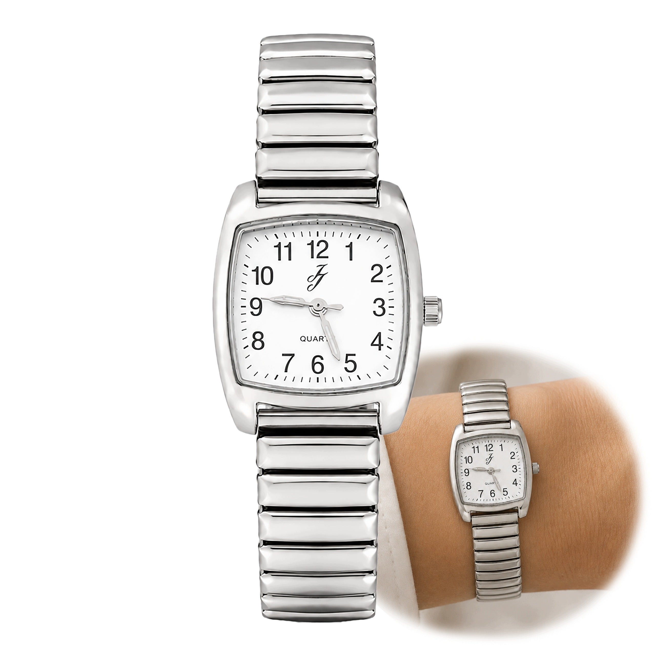 Watch Flexible JJ Silver Lightweight Elegant Small Matching White Dial
