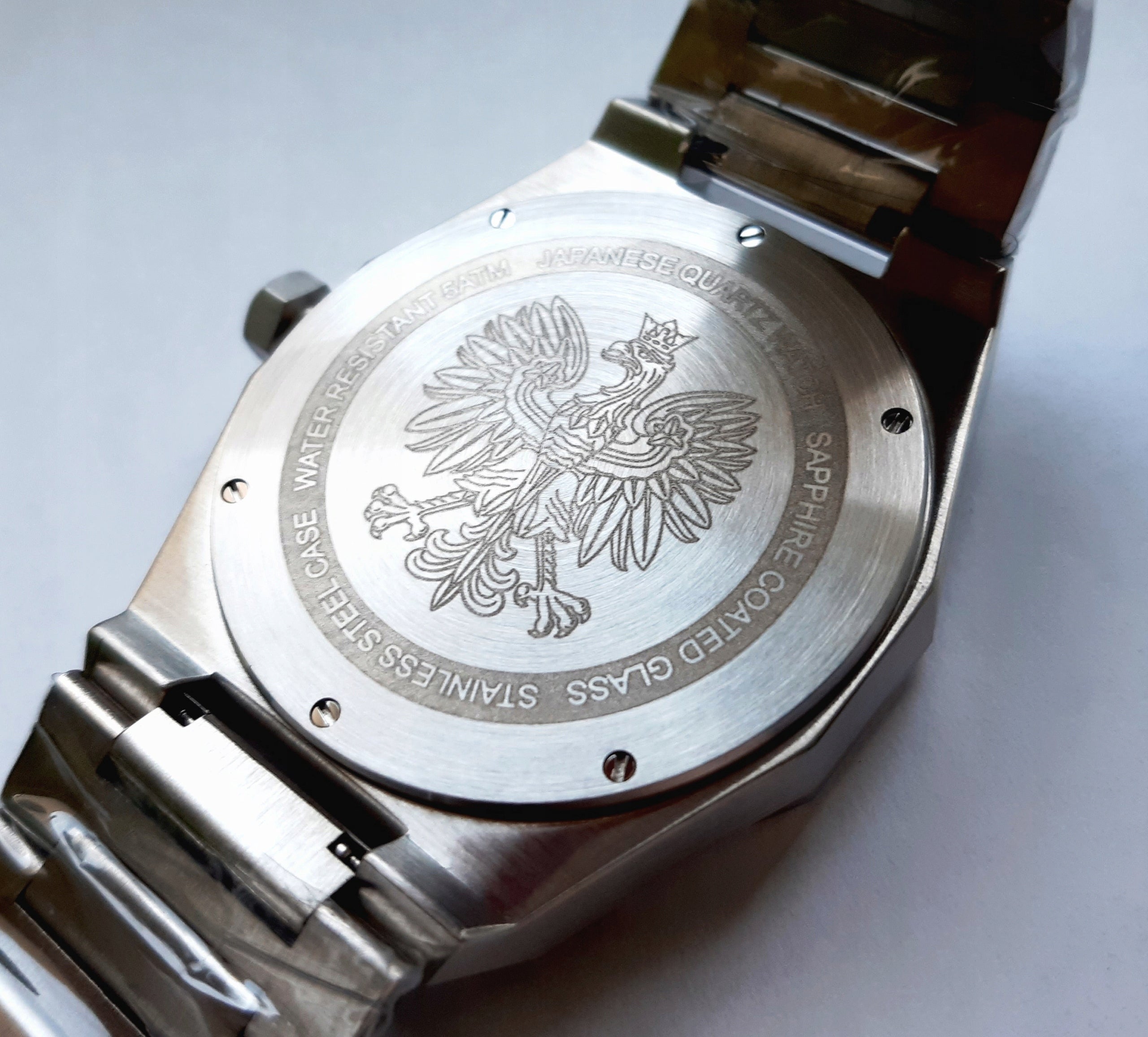 Watch Polish stainless steel date stamp with eagle silver men's classic Case color silver