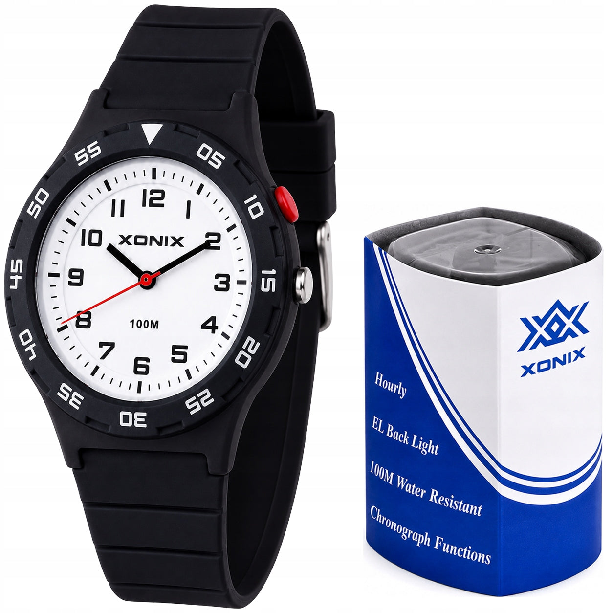 Watch XONIX black 10 ATM LED backlight Japanese movement Y121E