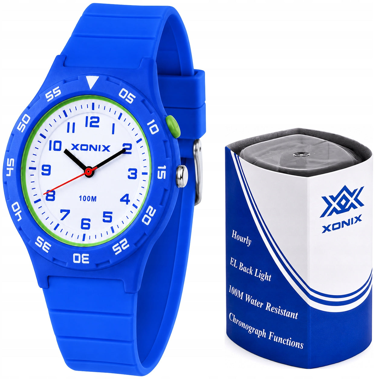 Watch XONIX blue 10 ATM backlight LED Japanese movement Y121E