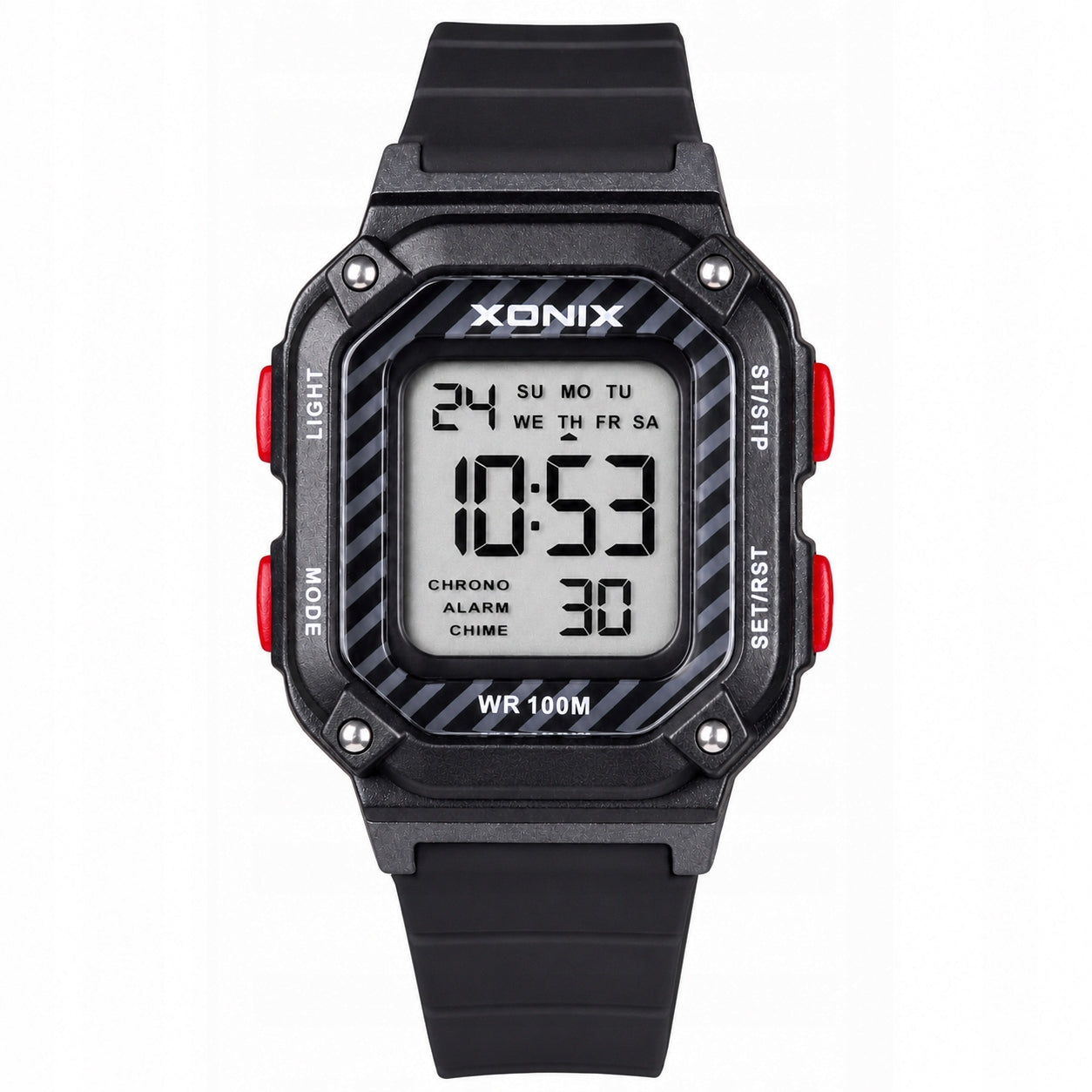 Watch XONIX sports black 10 ATM timer stopwatch chronograph WR100 BBQ 007 Brand Xonix