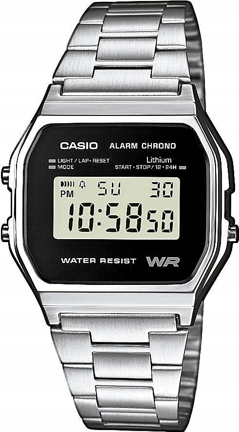 Watch silver Casio Vintage A158WEA-1EF stopwatch