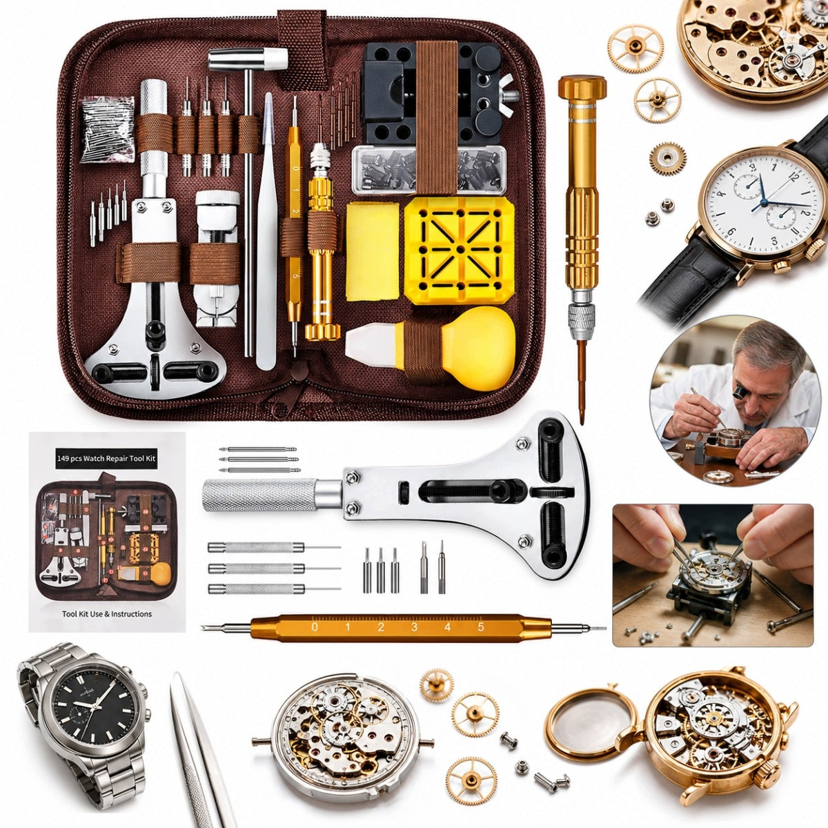 Watchmaking Set Tools Key Imak for Watch Repair + Case