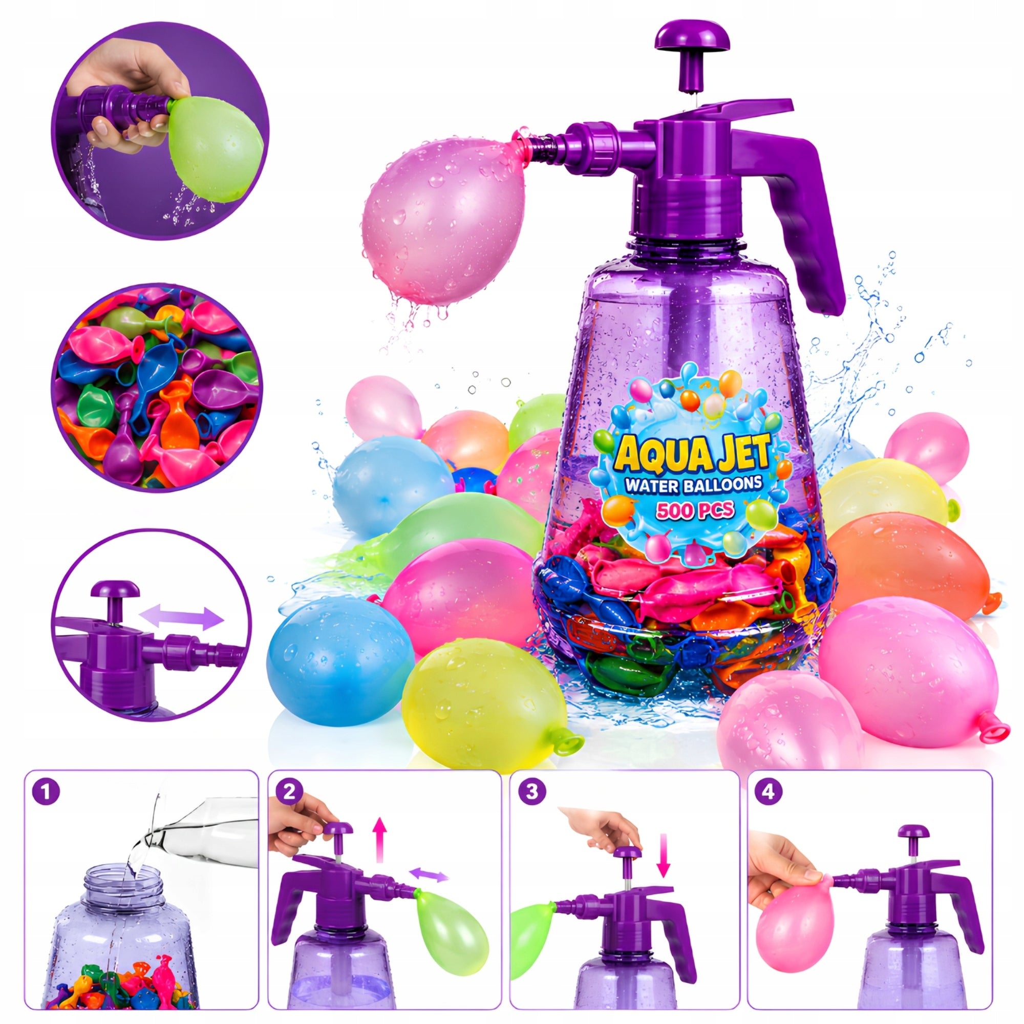 Water Balloons MEGA PAKA 500 pcs! SET WITH PUMP Water Bombs Brand QBI