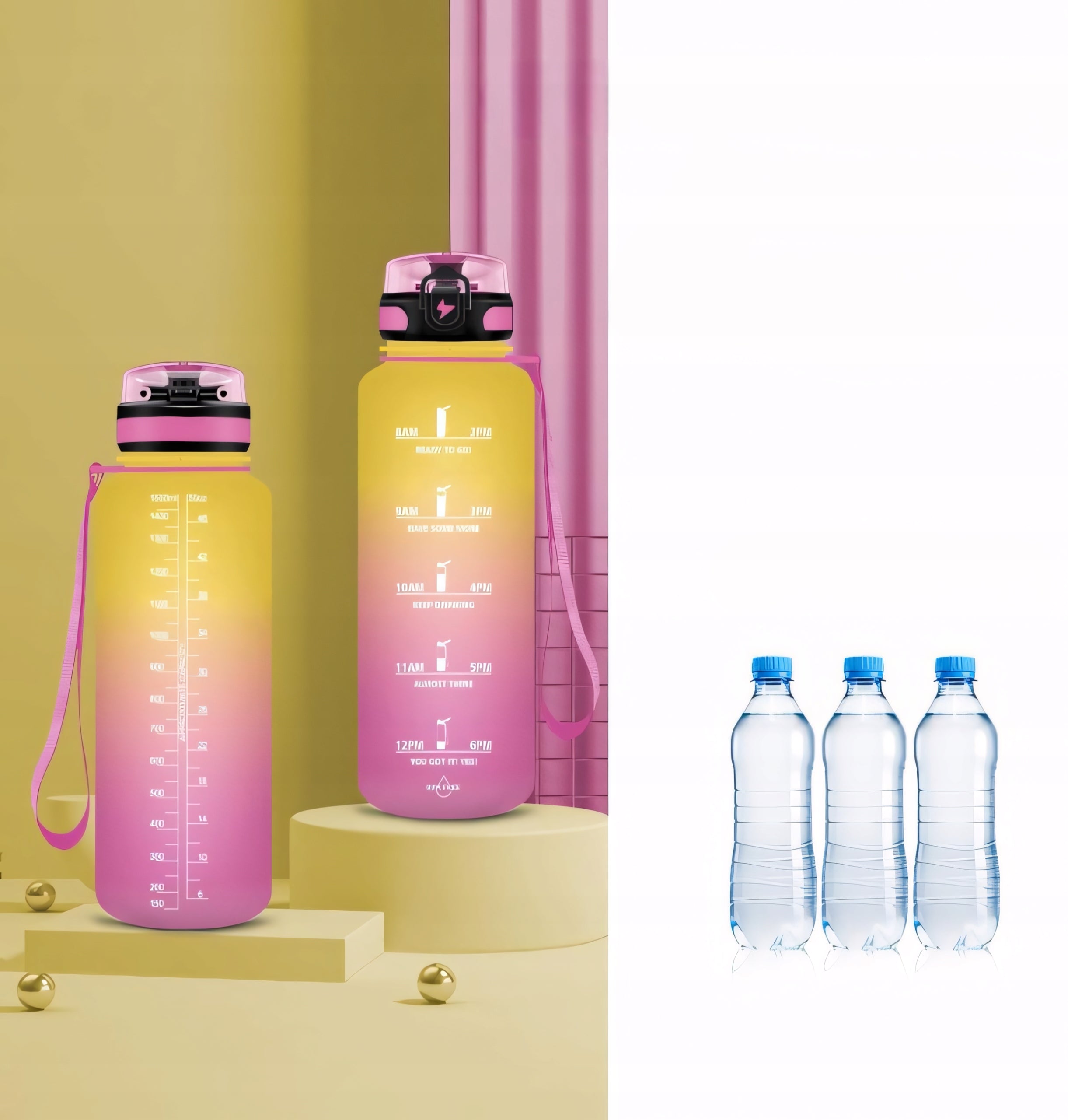 Water Bottle 1.5L Sports Motivational Measure With BPA FREE Filter Color multicolor
