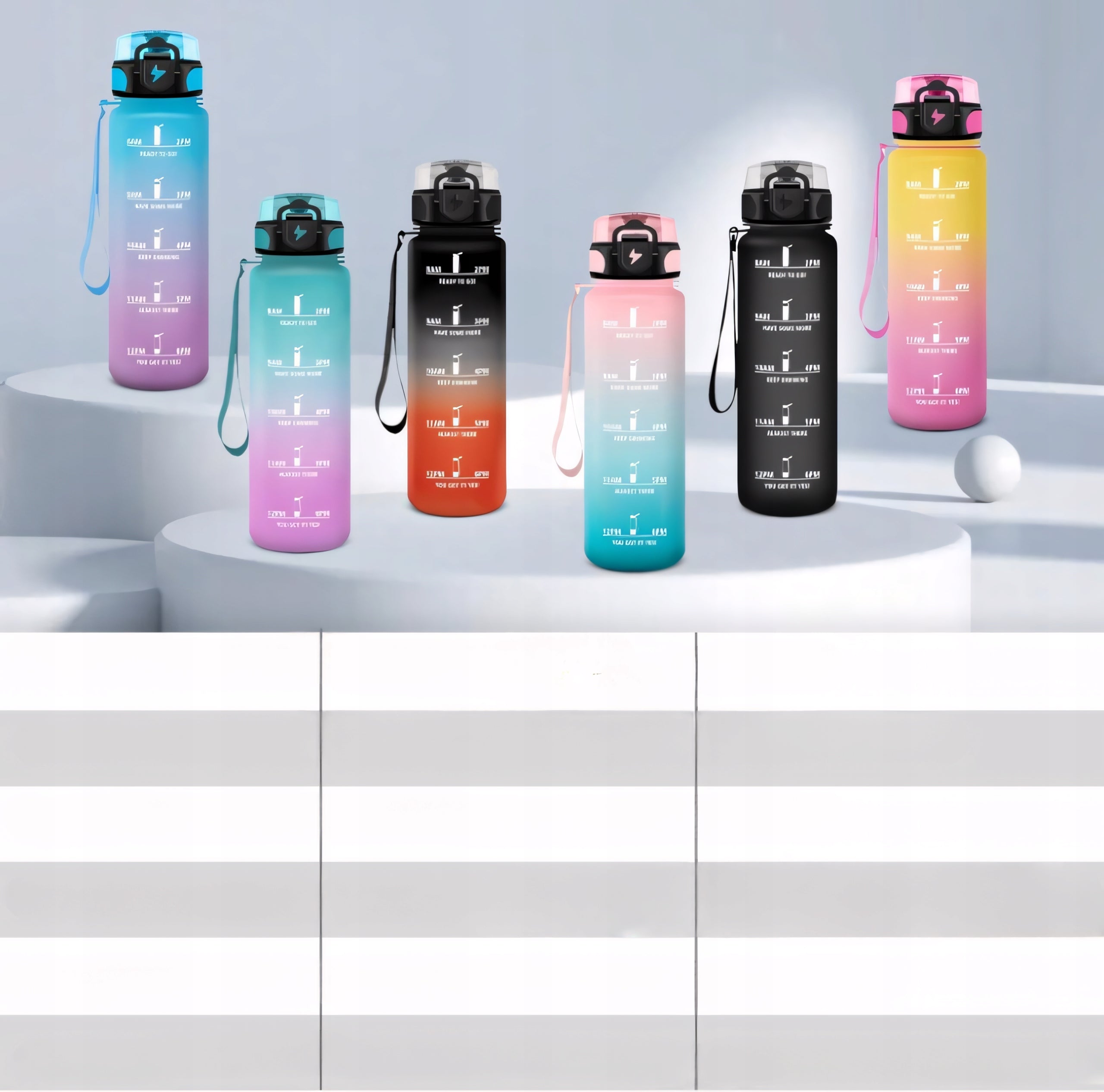 Water Bottle 1.5L Sports Motivational Measure With BPA FREE Filter Height 30 cm