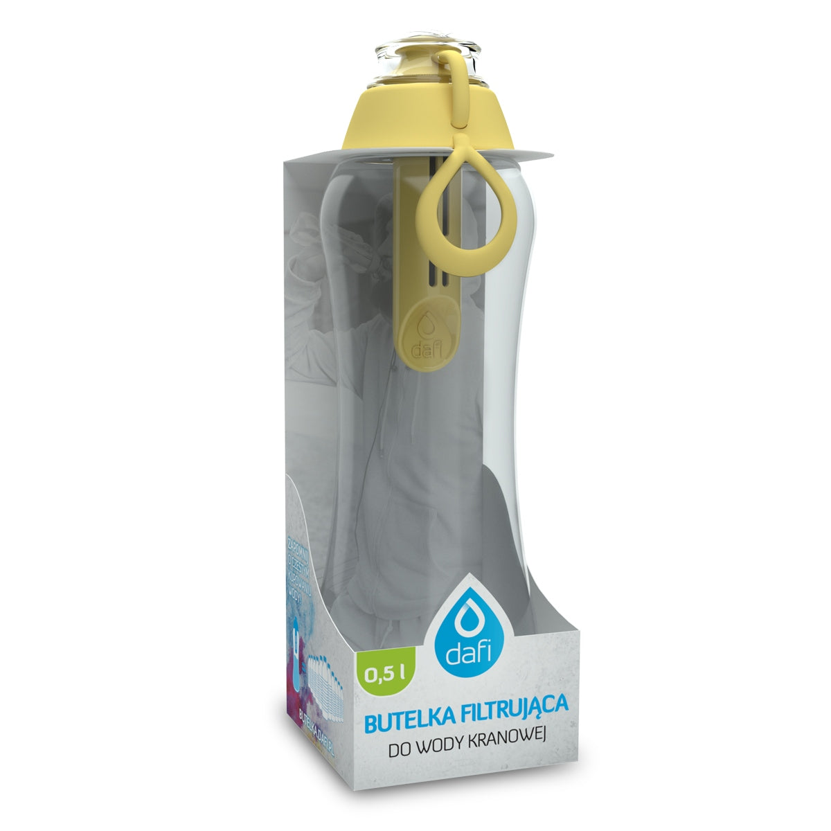 Water Bottle Filtering Dafi 0,5l Lemon Yellow Soft with Filter Packaging status original