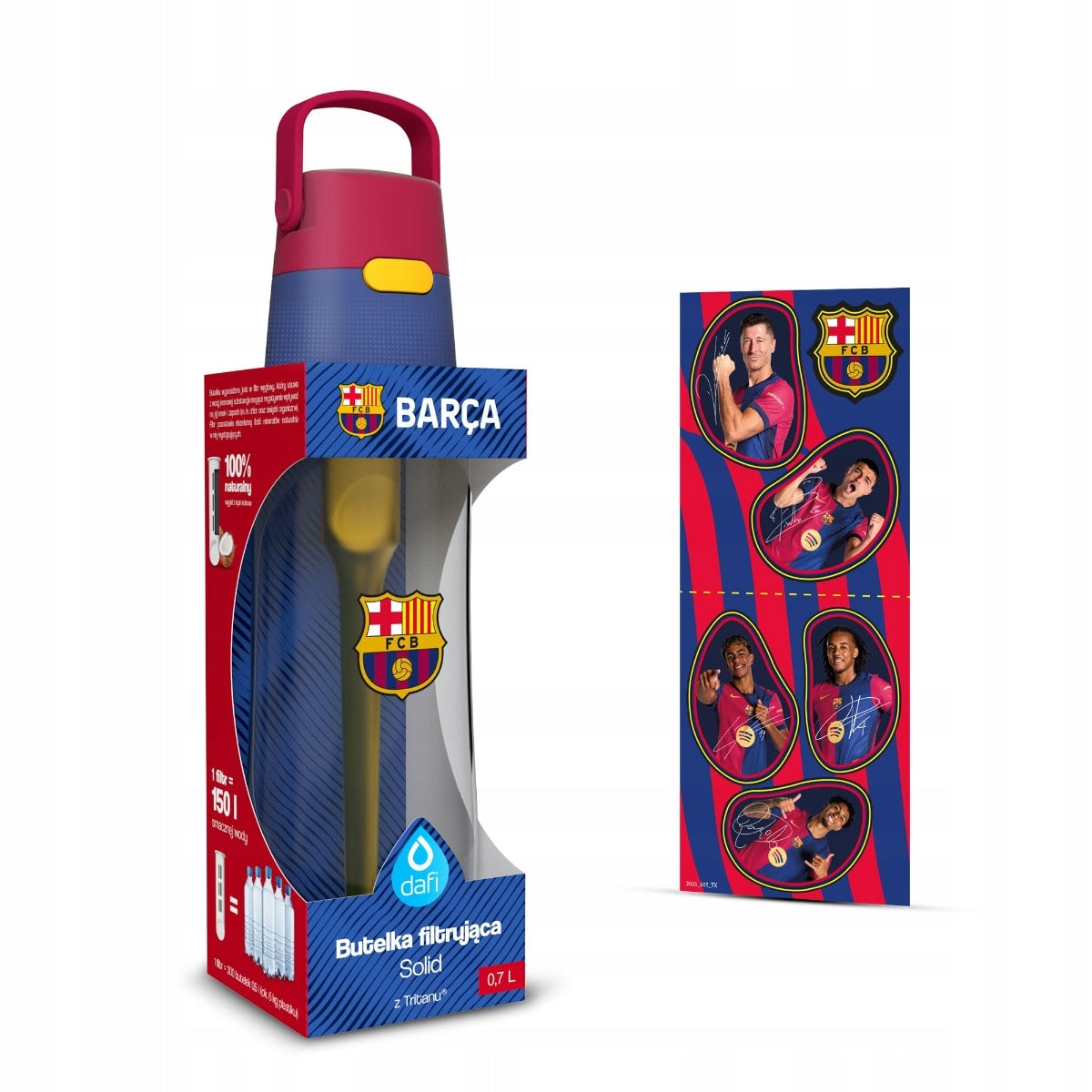 Water Bottle Filtering Dafi SOLID FC Barcelona 0,7l Barca Colour with Tube