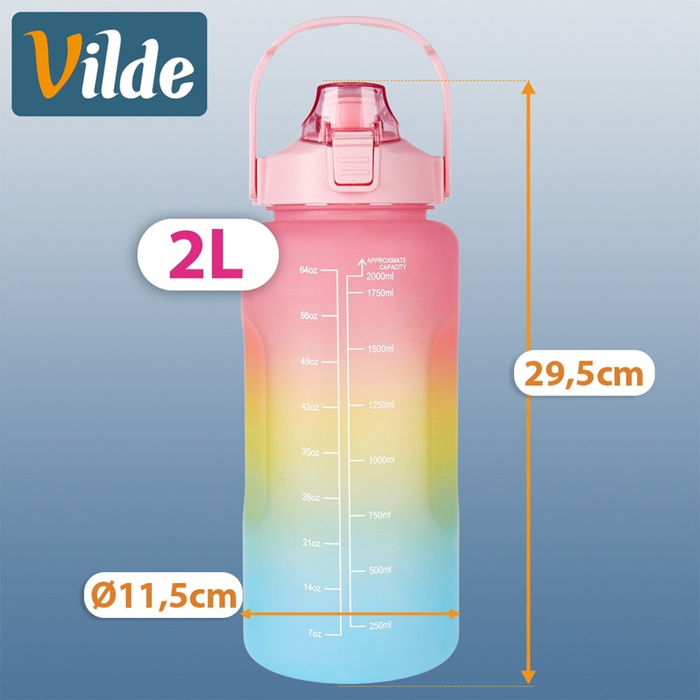 Water Bottle Leakproof Drinks with Scale Sports Travel 2L XXL Color multicolor
