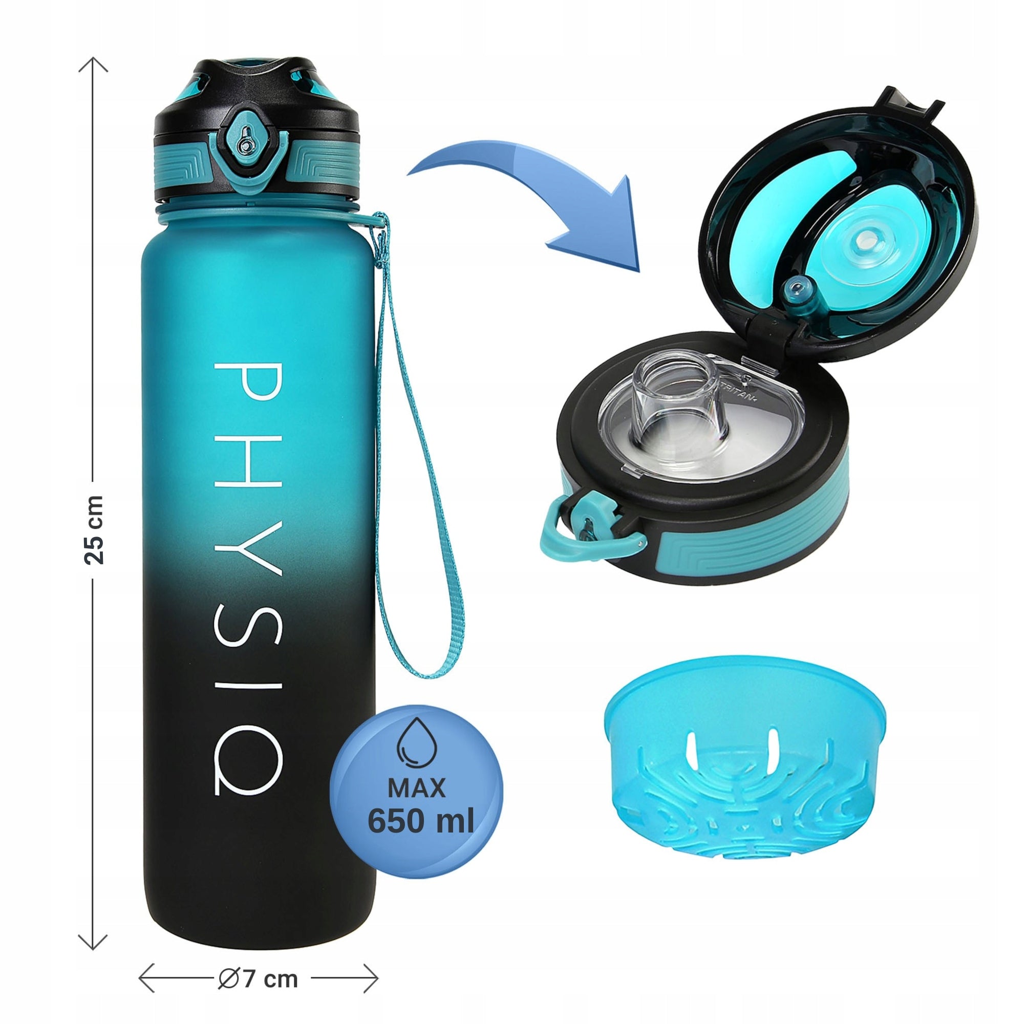 Water Bottle Leakproof Tritan Gym Bottle For School Sport 650ml Packaging status original