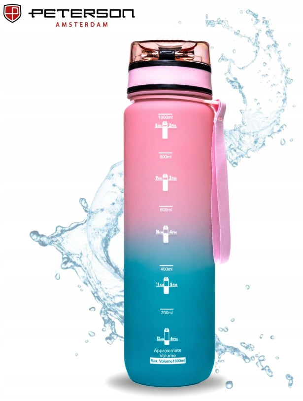Water Bottle Sports Bottle with Measure Pink-Blue Tritan 1000ml Brand Peterson