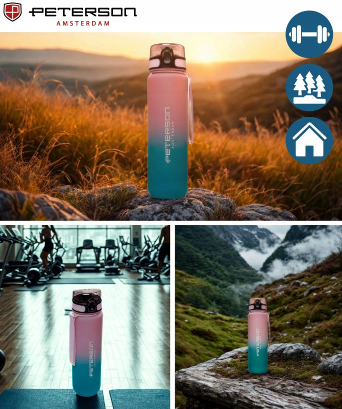 Water Bottle Sports Bottle with Measure Pink-Blue Tritan 1000ml Color pink