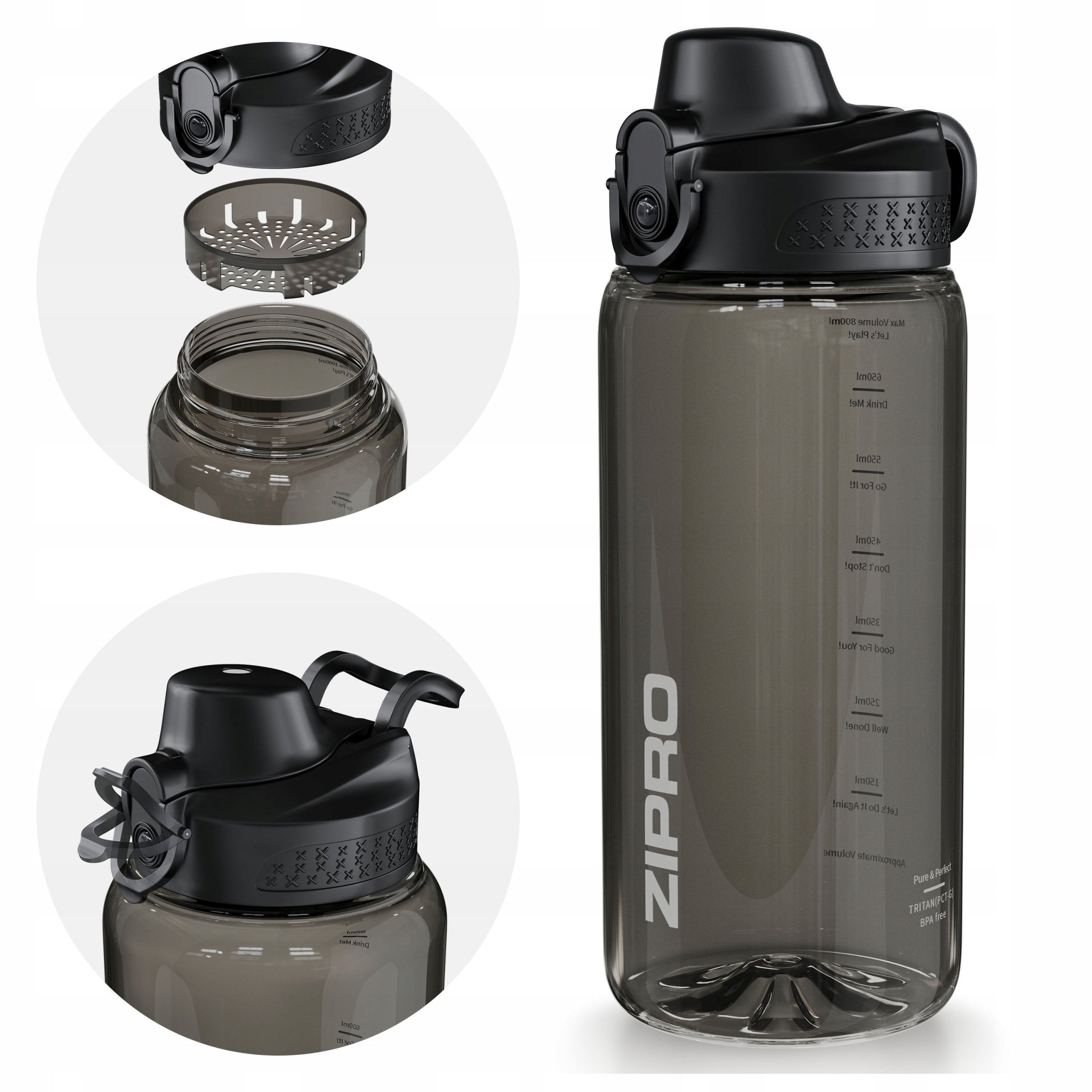 Water Bottle Sports Water Bottle BPA FREE Tritan MEASURE 800 ml 0,8L Zipro Brand no brand