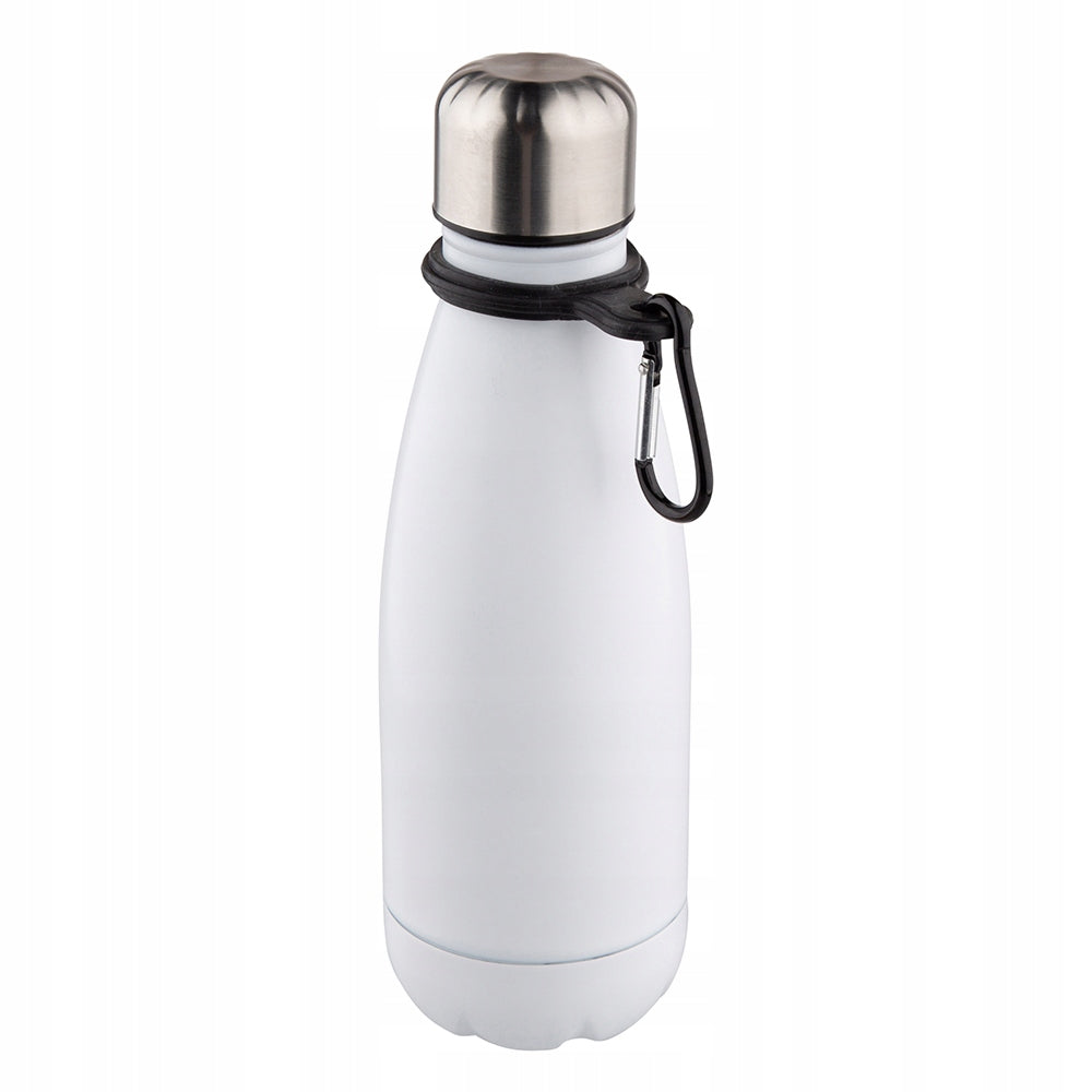 Water Bottle Stainless Steel Bottle Thermos with Carabiner 350ml White Altom