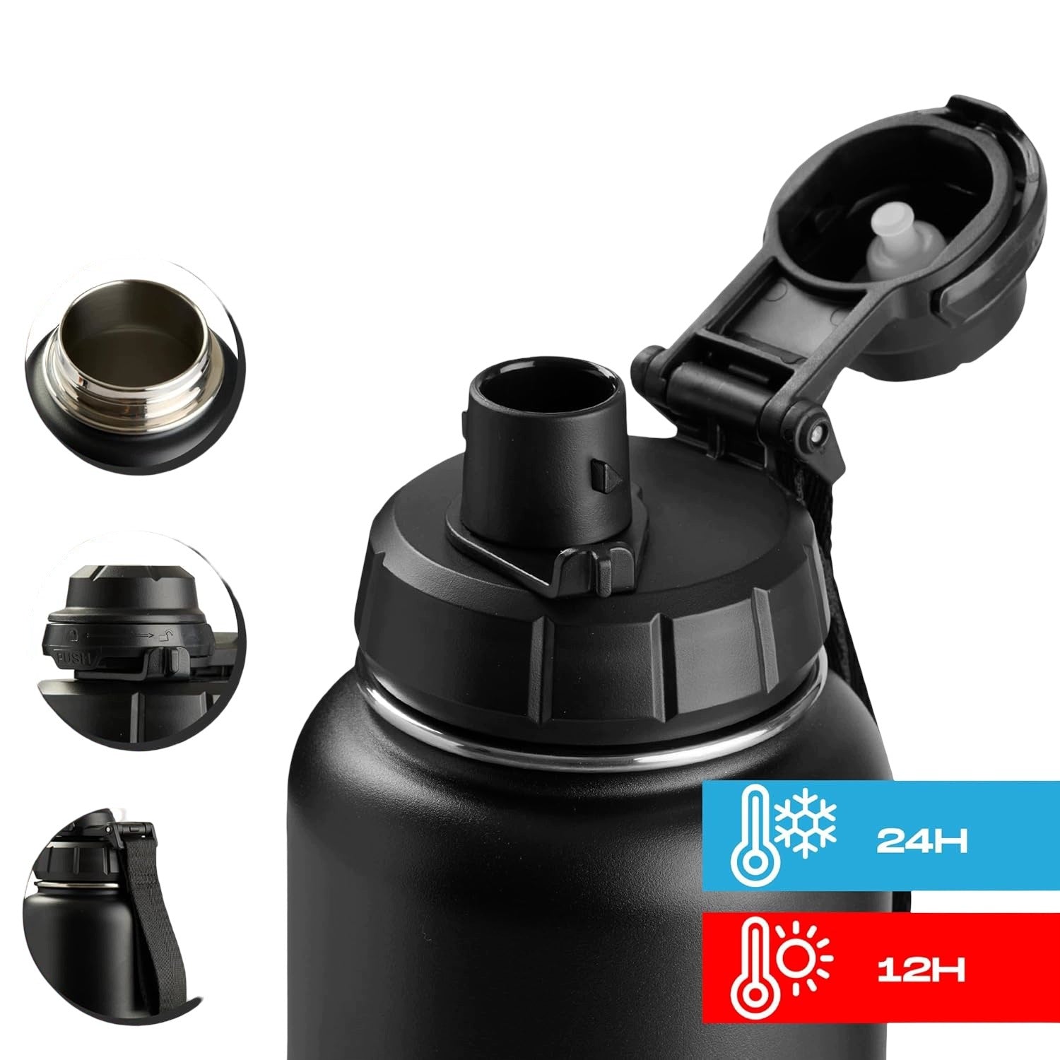 Water Bottle Thermal Water Bottle for Gym Sports Steel Black 950 ml Brand no brand
