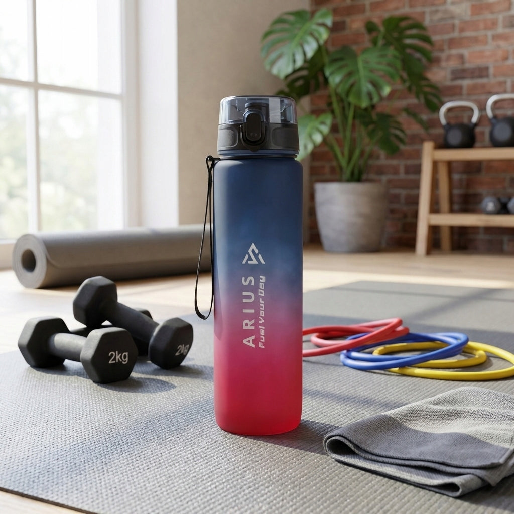 Water Bottle with Motivational Measure 1L Tritan BPA Free Fitness Sport Manufacturer code Arius bidon 1L