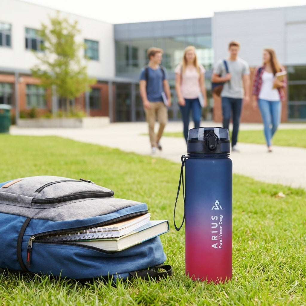 Water Bottle with Motivational Measure 1L Tritan BPA Free Fitness Sport Packaging status original