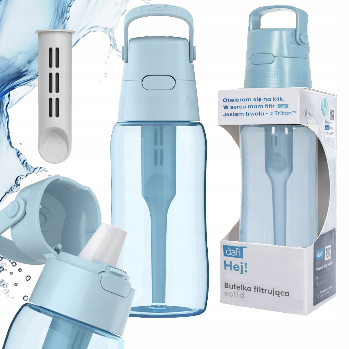 Water Filter Bottle 0,5l Dafi Solid Dove Blue Dyed