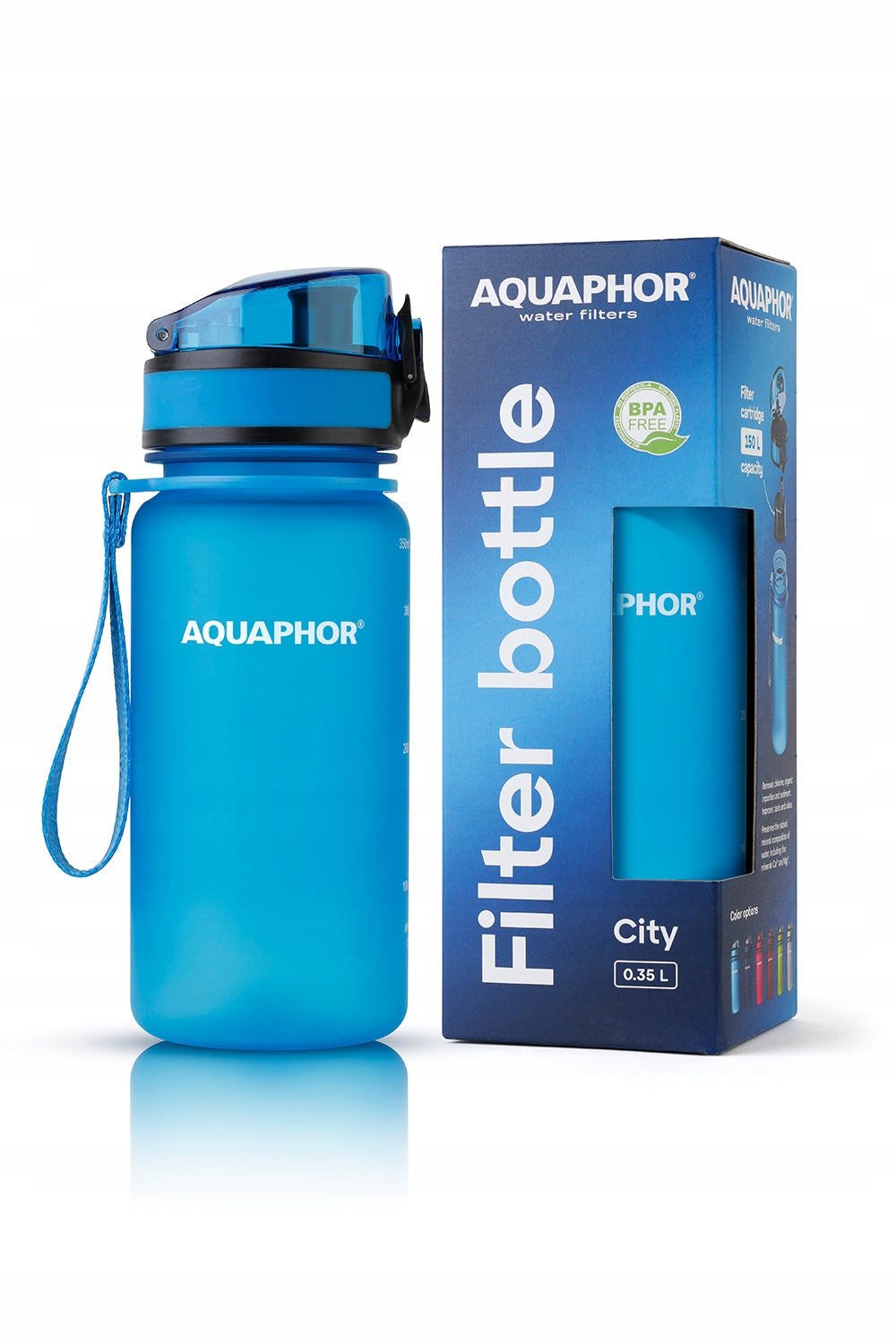 Water Filter Bottle Aquaphor City 350 ml Blue Gym Bottle Brand Aquaphor