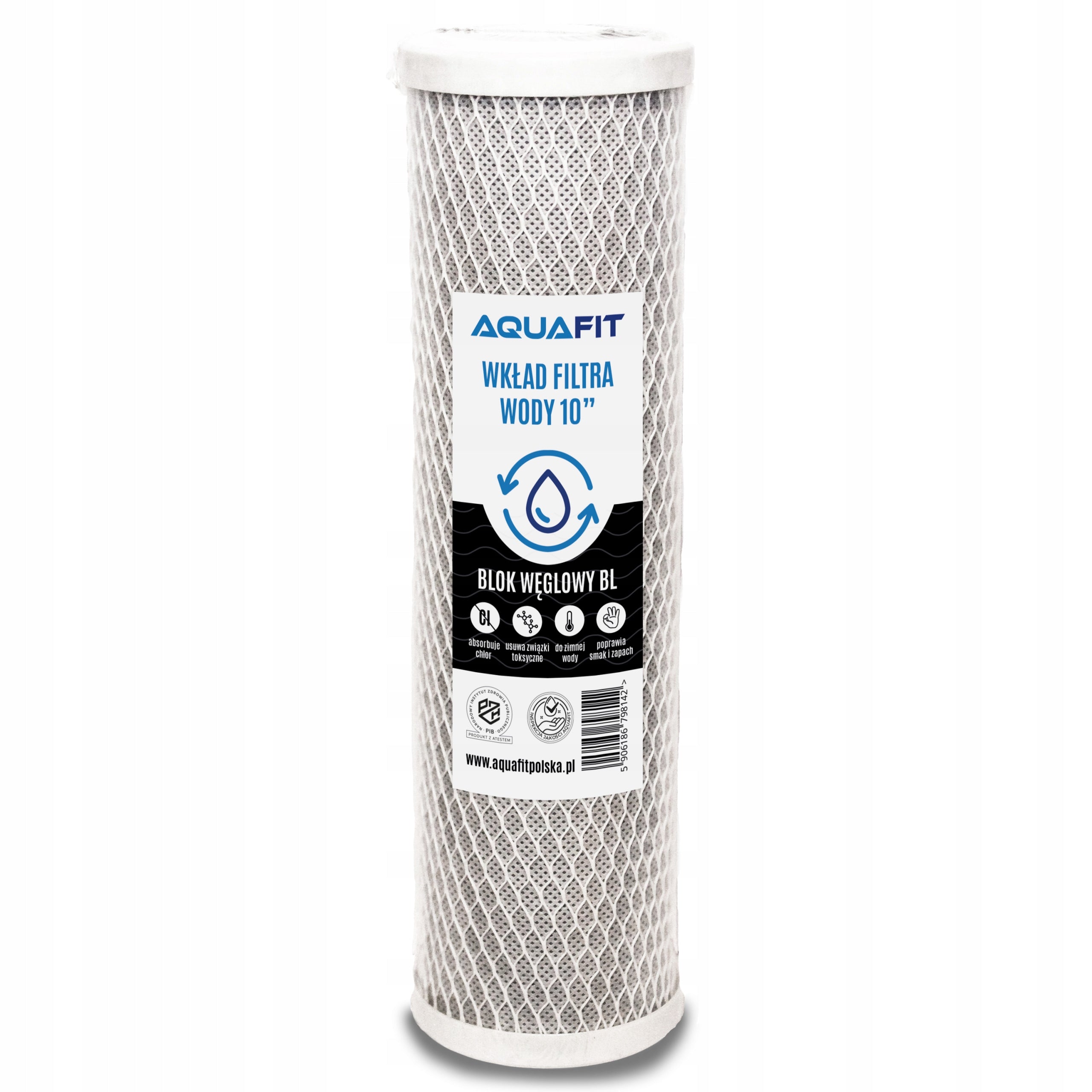 Water Filter Carbon Cartridge 10" Activated Block Carbon BL AQUAFIT