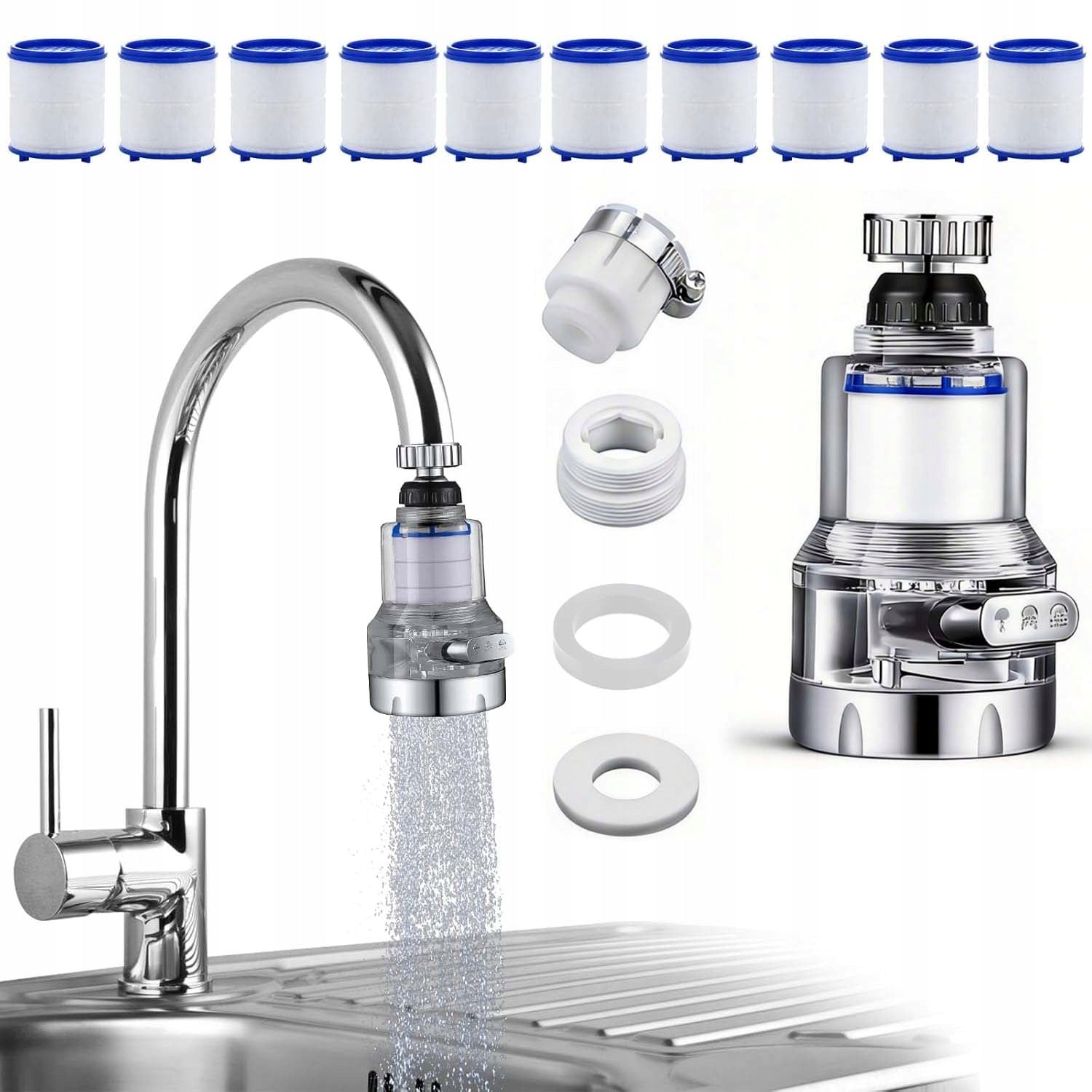 Water Filter For Rotary Faucet Removes Pollutants and Metals + 10 Filters