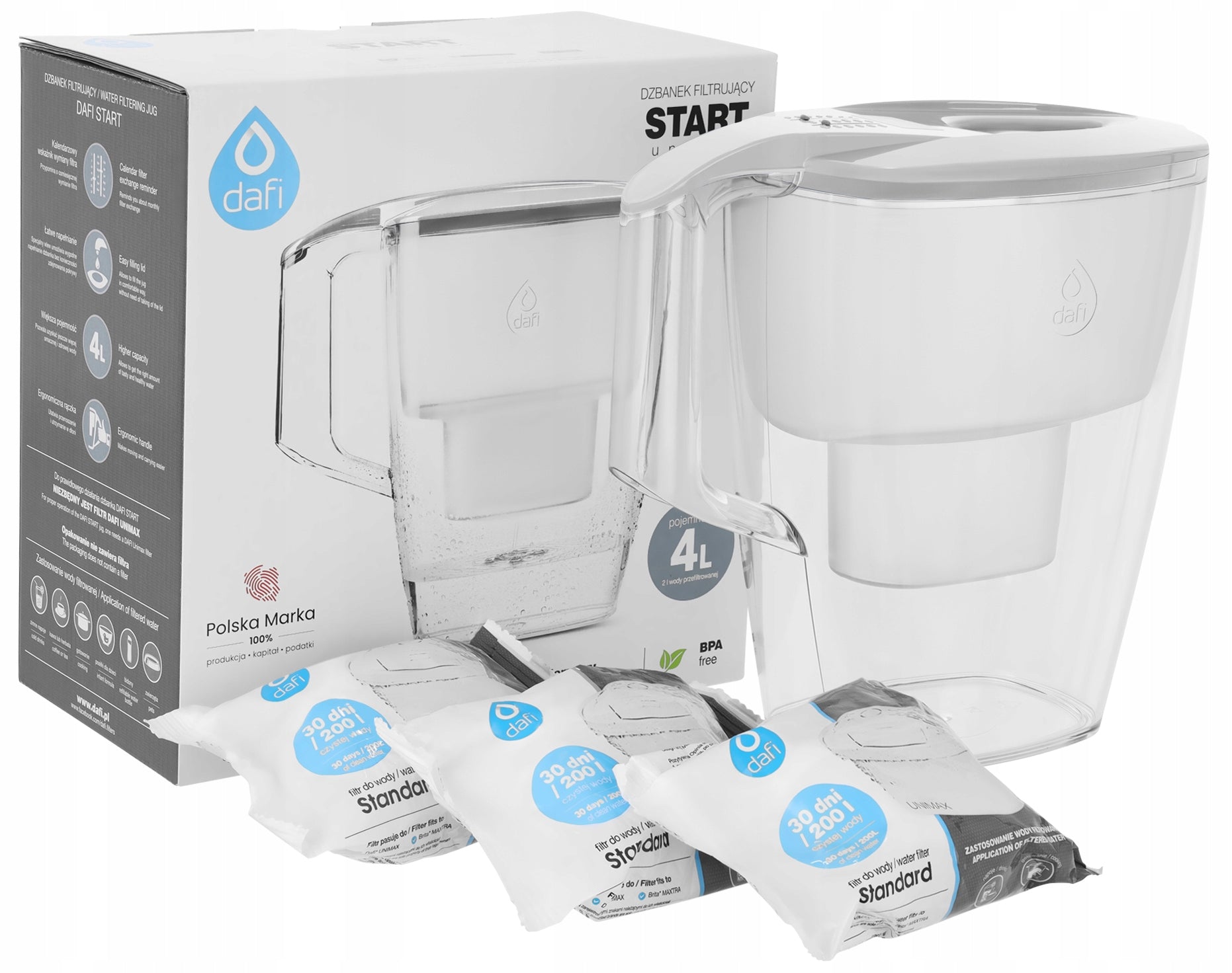 Water Filter Jug Dafi Start 4L + 3 Cartridge Filter Dafi Unimax