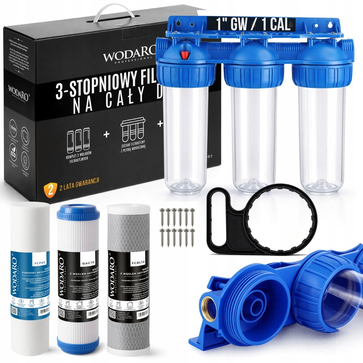 Water Filter Pre-BODY HOUSING fi 1'' GW 3 DEGREE + Cartridges SET