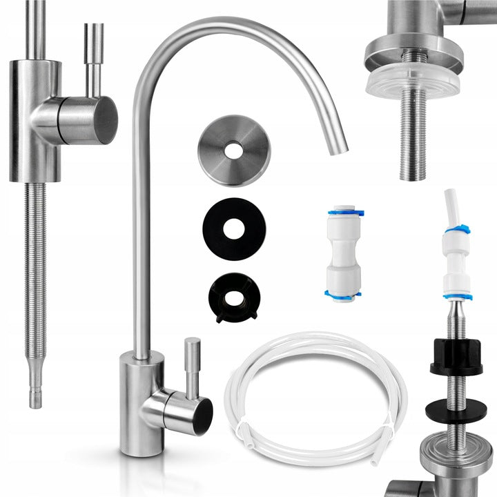 Water Filter Under Sink 3/8" - 1/2" for Kitchen for Drinking Water BRUSHED FAUCET Brand Aquafilter