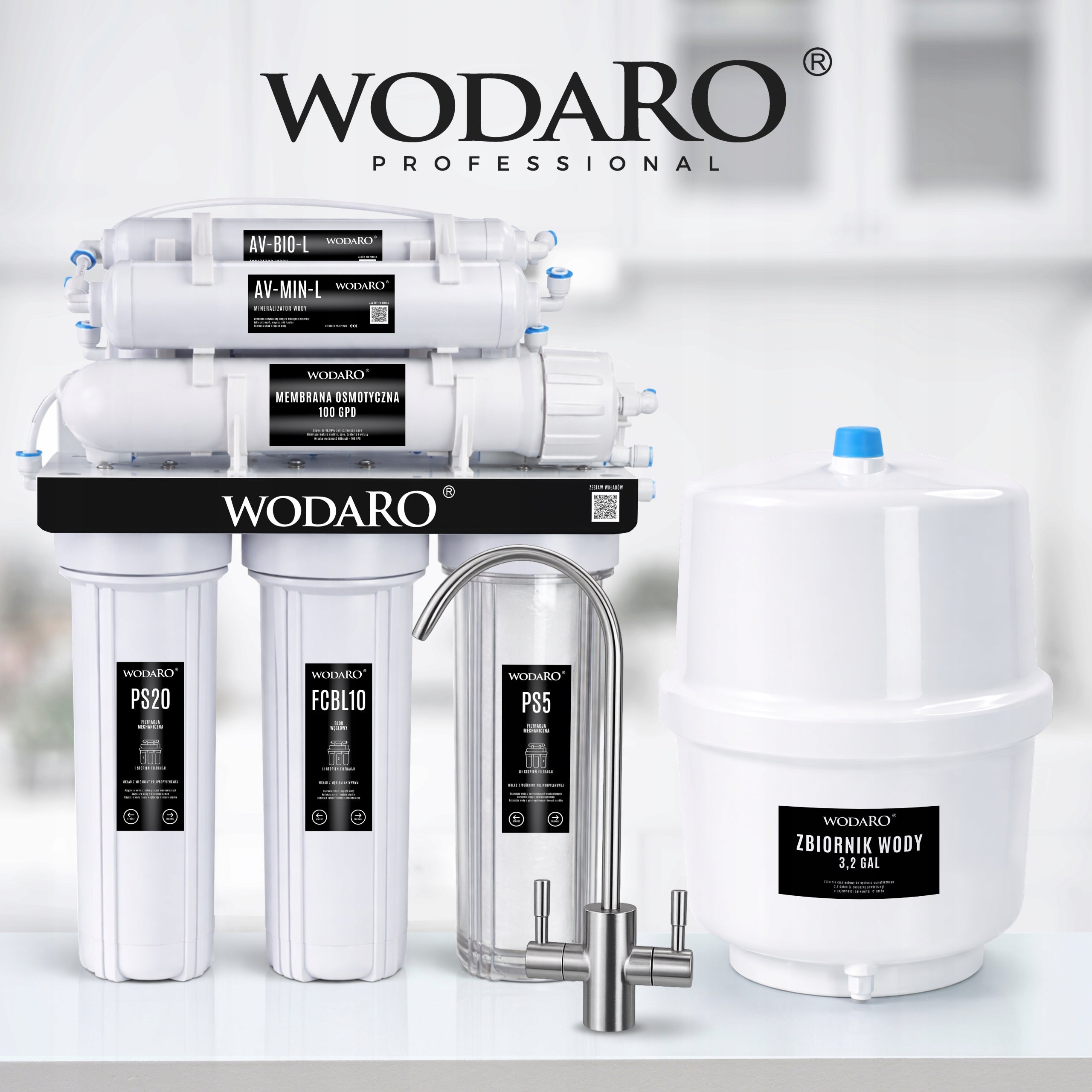 Water Filter Under Sink WODARO RO7 Reverse Osmosis Mineralizer Faucet Packaging status original
