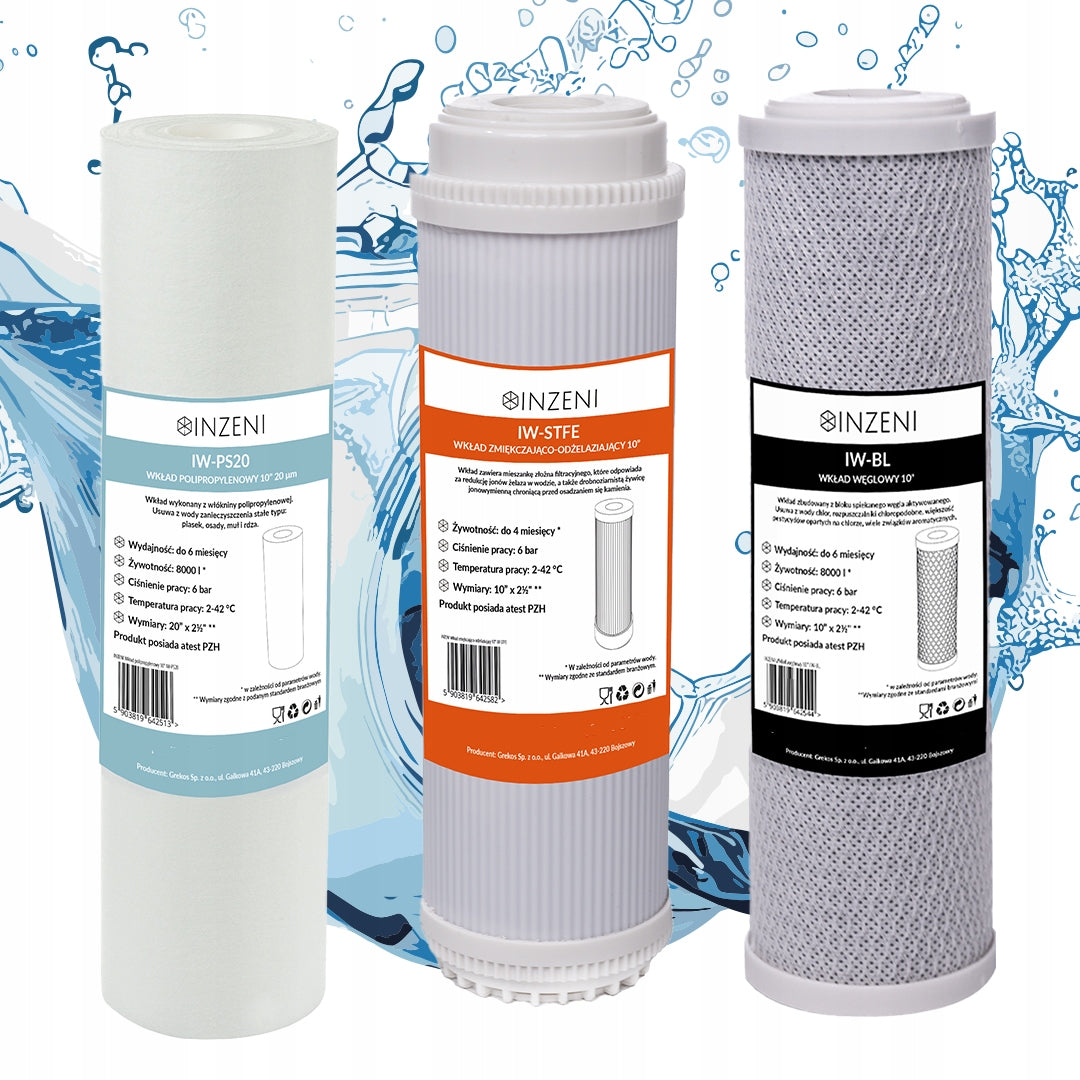 Water Filters Softening Iron Remover INZENI Set of 3 Pack 10 Inches