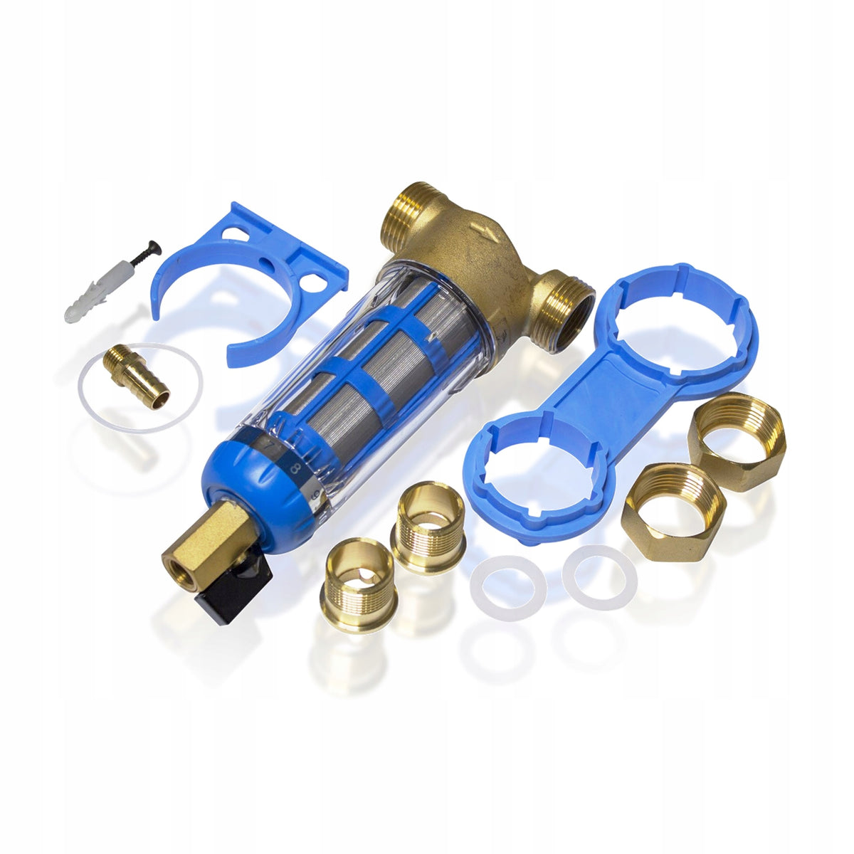 Water In-line Filter - Mechanical Mesh + 3/4 Ball Valve, 1 inch