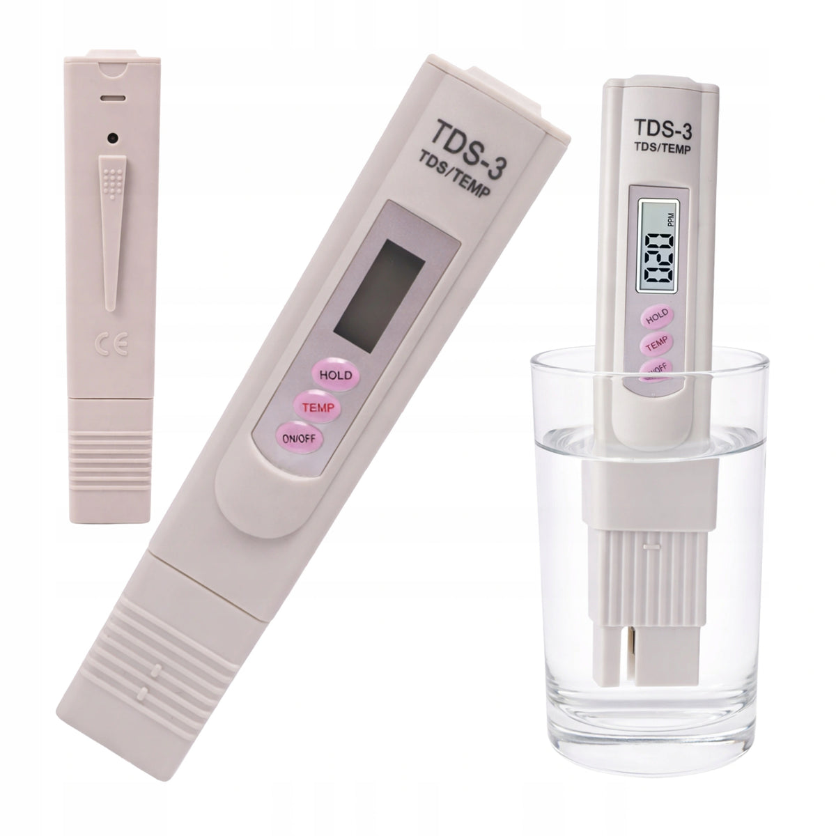 Water Quality Tester with Thermometer TDS-3 Liquid Purity Meter PPM