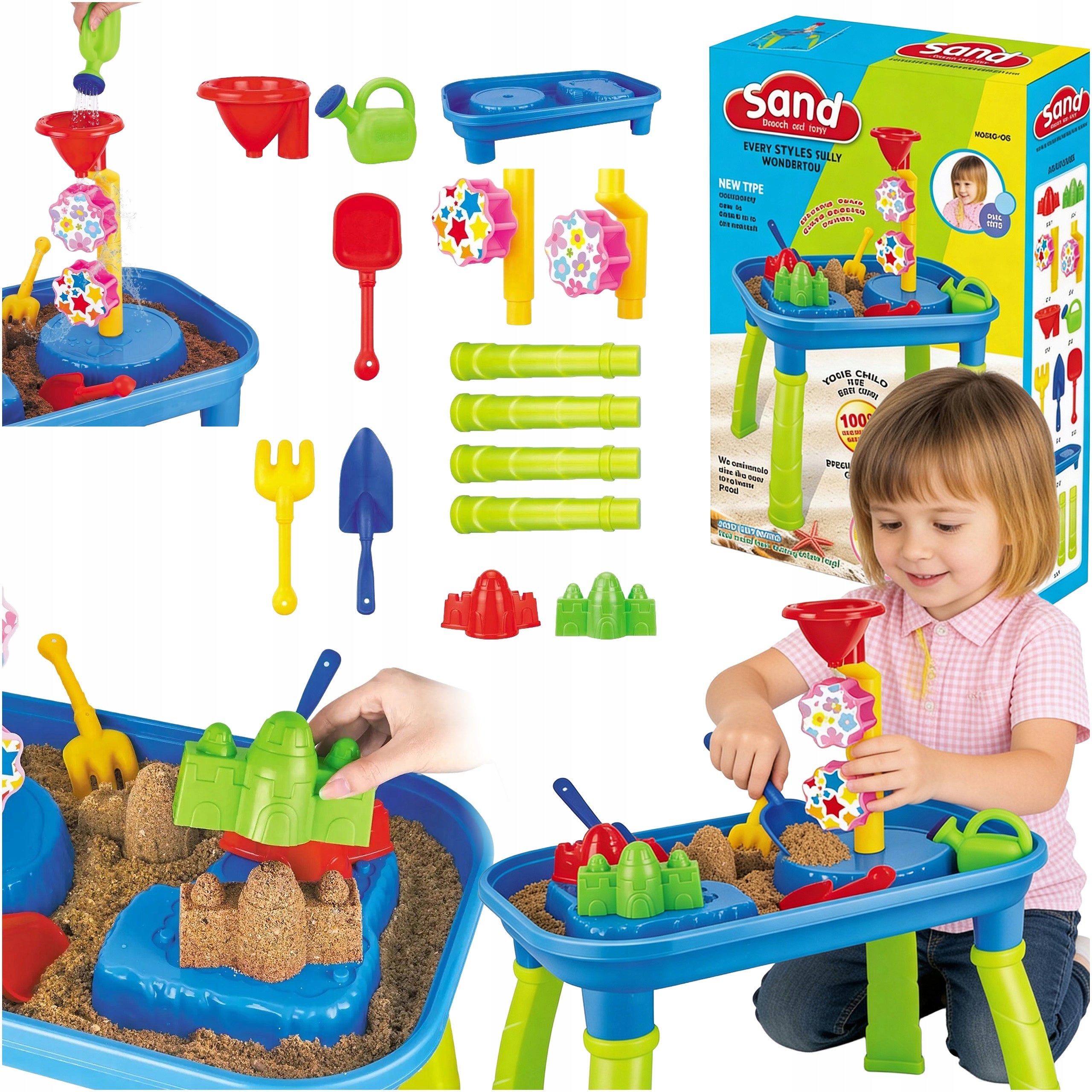 Water Table for Kids Bucket Sandbox Table SET - 14 Accessories