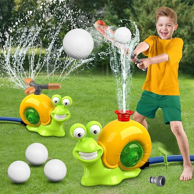 Water Toy 2in1 Garden Sprinkler Ball Launcher Baseball for Kids HIT