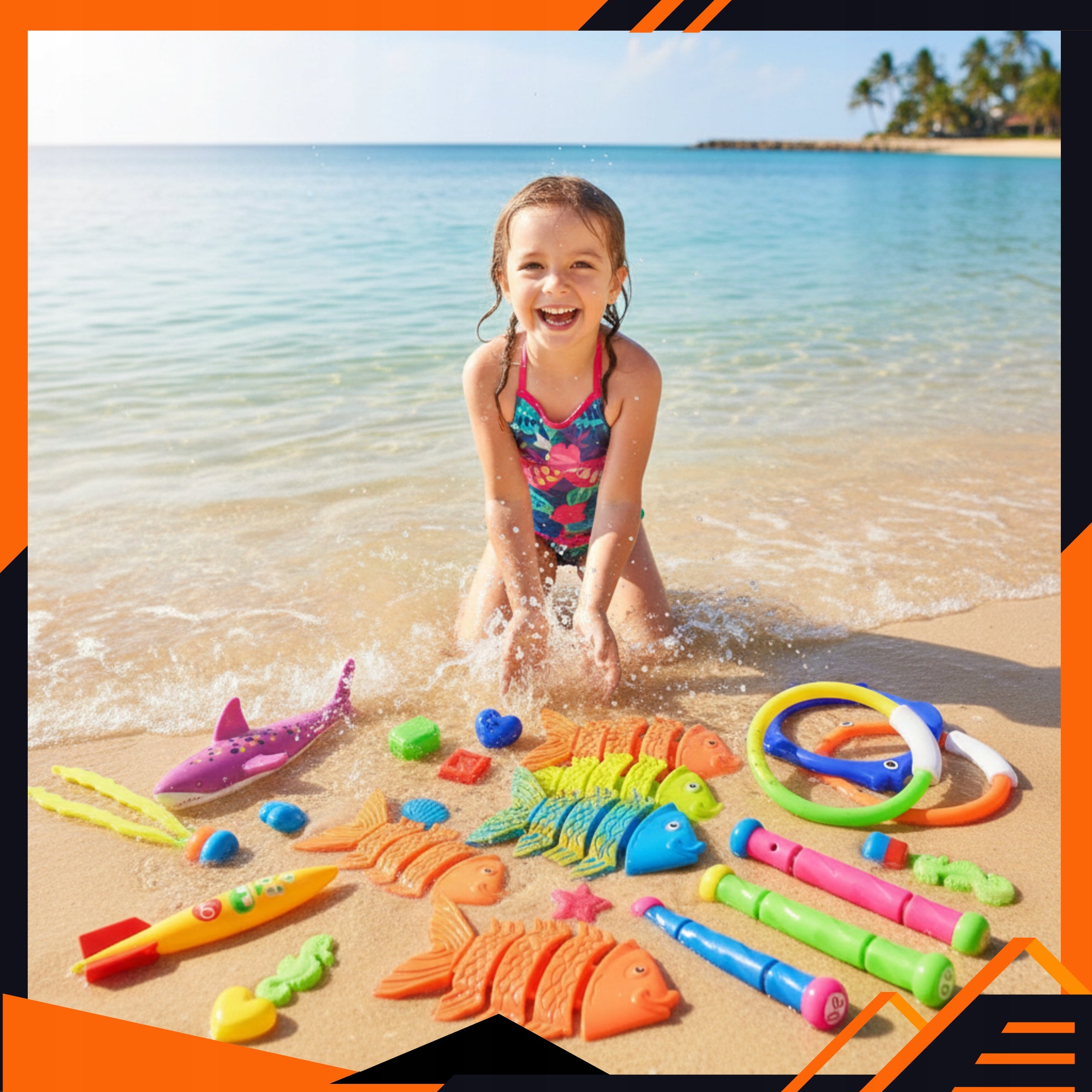 Water Toys Swimming Pool Bathtub Set of 26 Pcs Diving Colorful + Bag Kid's age 3+ years