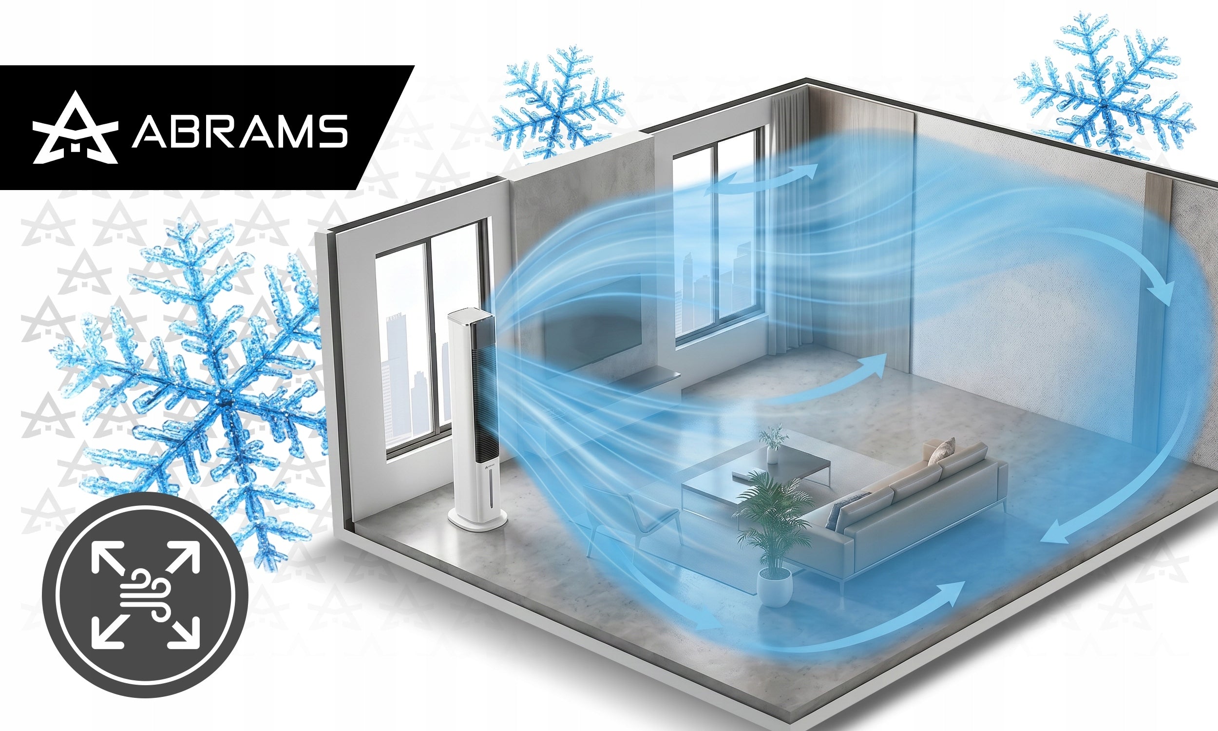 Water air conditioner Abrams fan ionization 60W 150m³/h QUIET STRONG Control remote