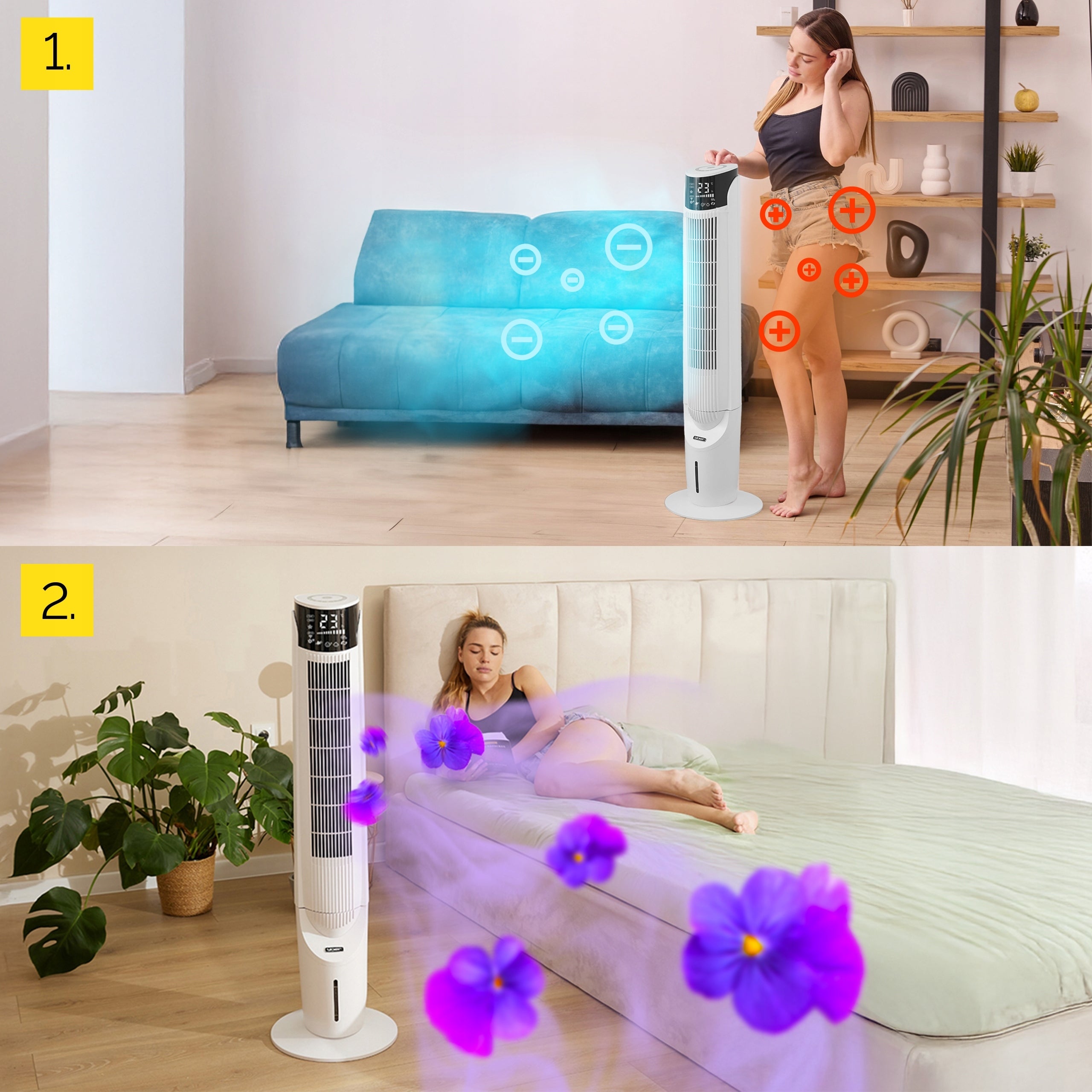 Water air conditioner Yoer Cascado 6in1 WiFi 60W ionization portable aromatherapy Control electronic