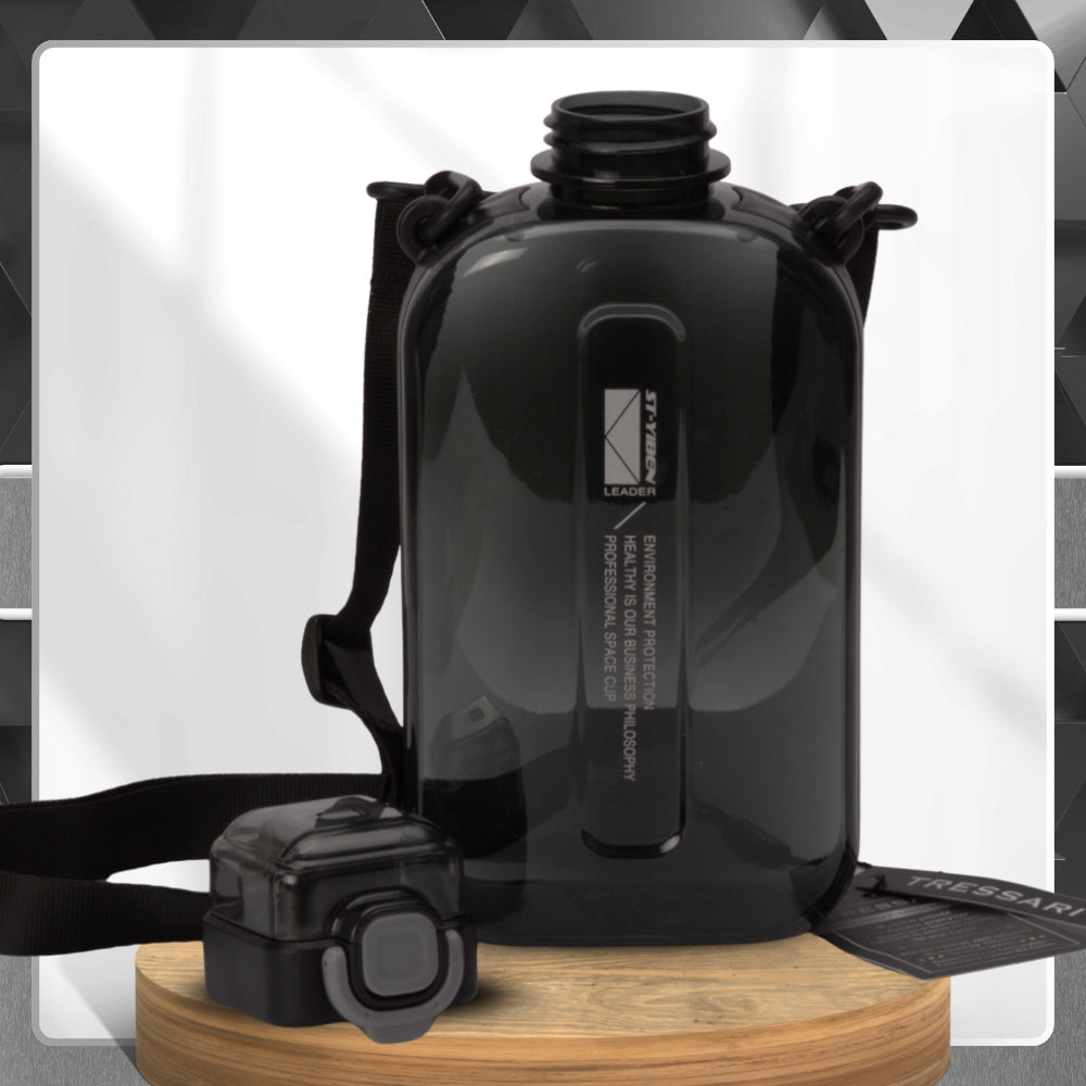 Water bottle 750ml motivational sports water bottle sealed BPA FREE TRESSARI Color black