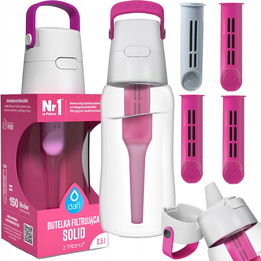 Water bottle Dafi SOLID 0,5 l flamingo pink with 4 filters