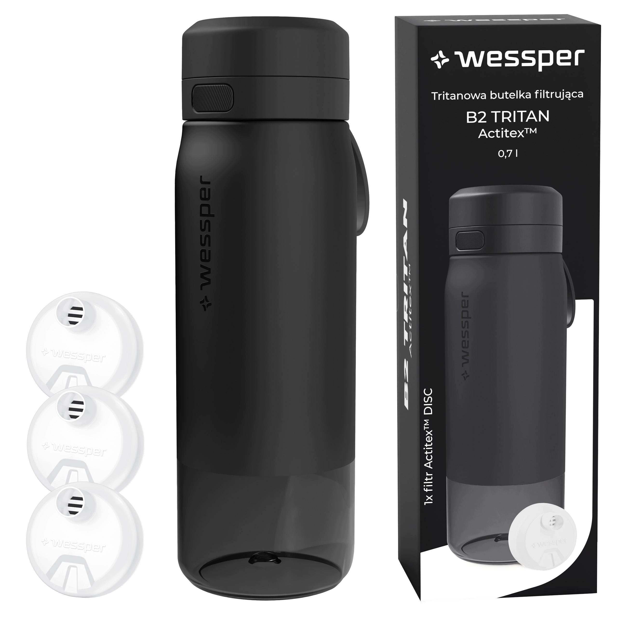 Water bottle TRITAN BPA FREE WESSPER B2 700ml +3x filter