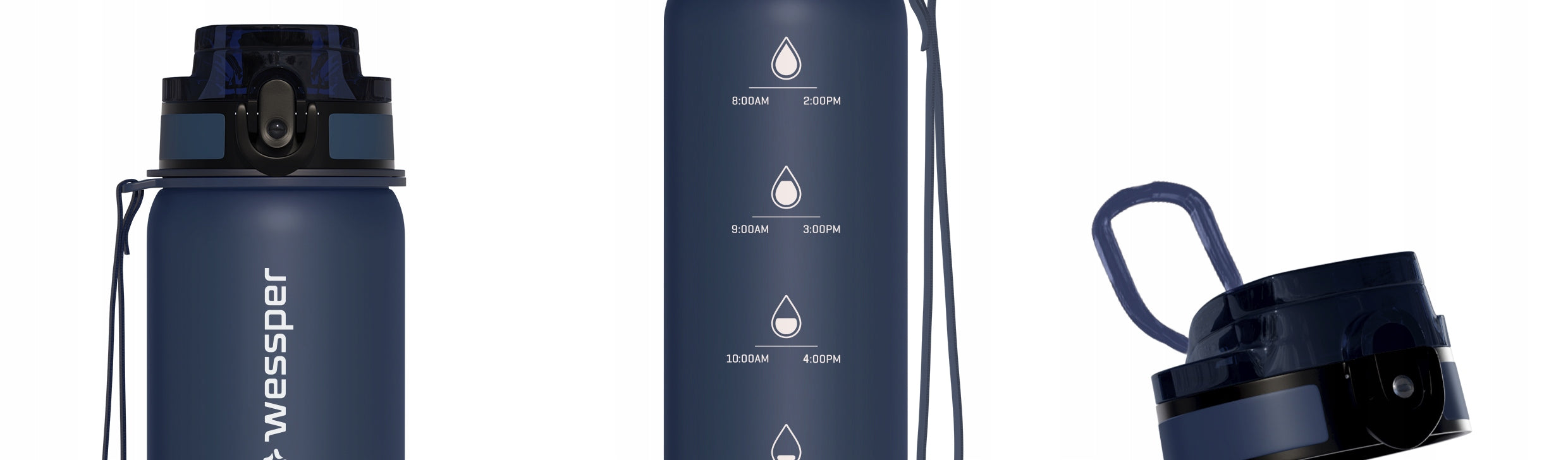 Water bottle Tritan sealed with sports measuring cup 1000 ml Wessper Packaging status original