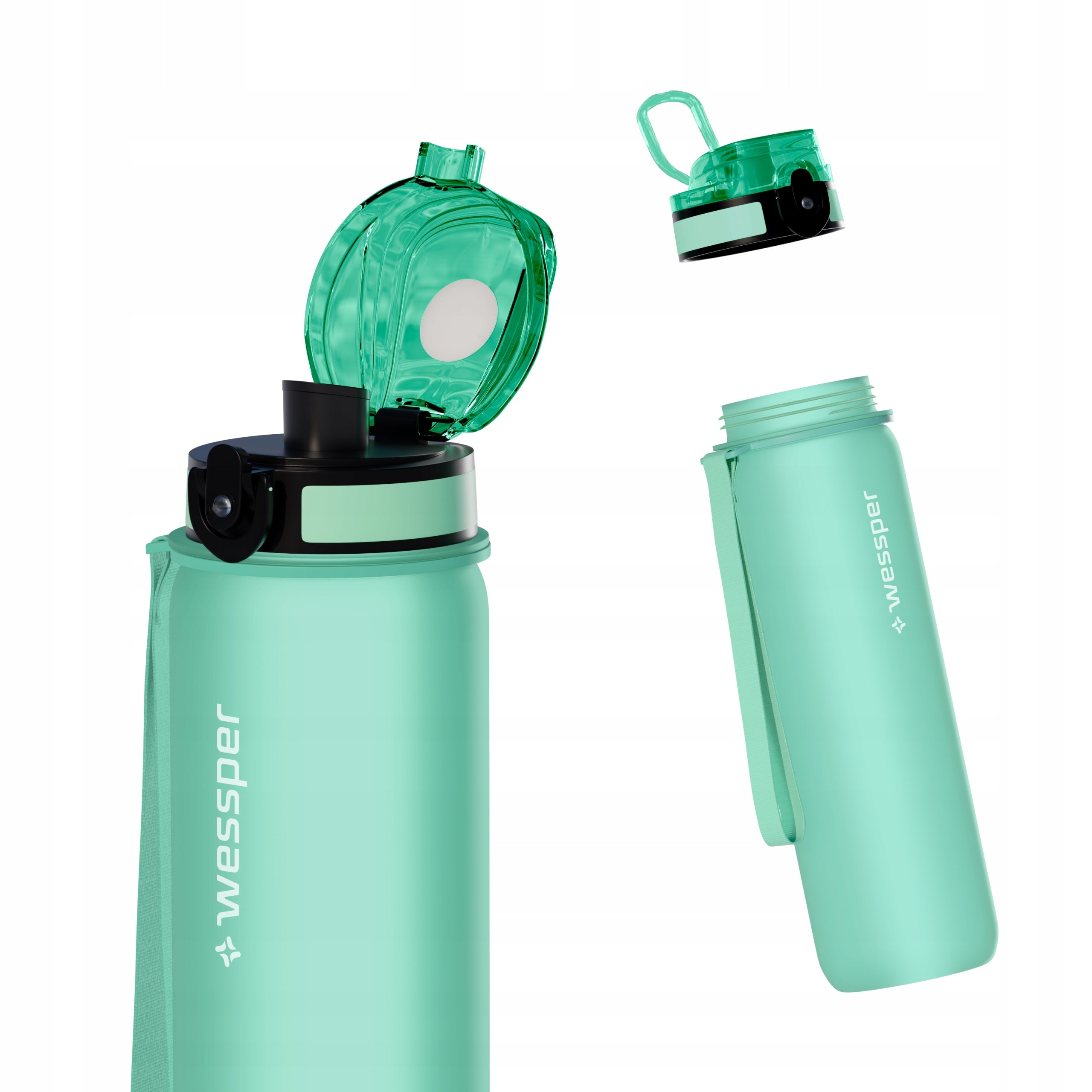 Water bottle Wessper tritan 1000 ml water bottle for fitness gyms Color green