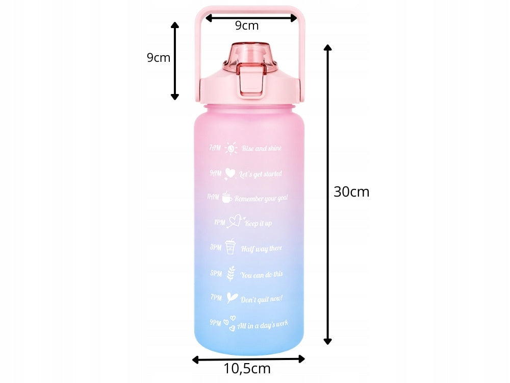 Water bottle motivational bottle 2000 ml with straw measuring cup sport fitness Volume 2000 ml