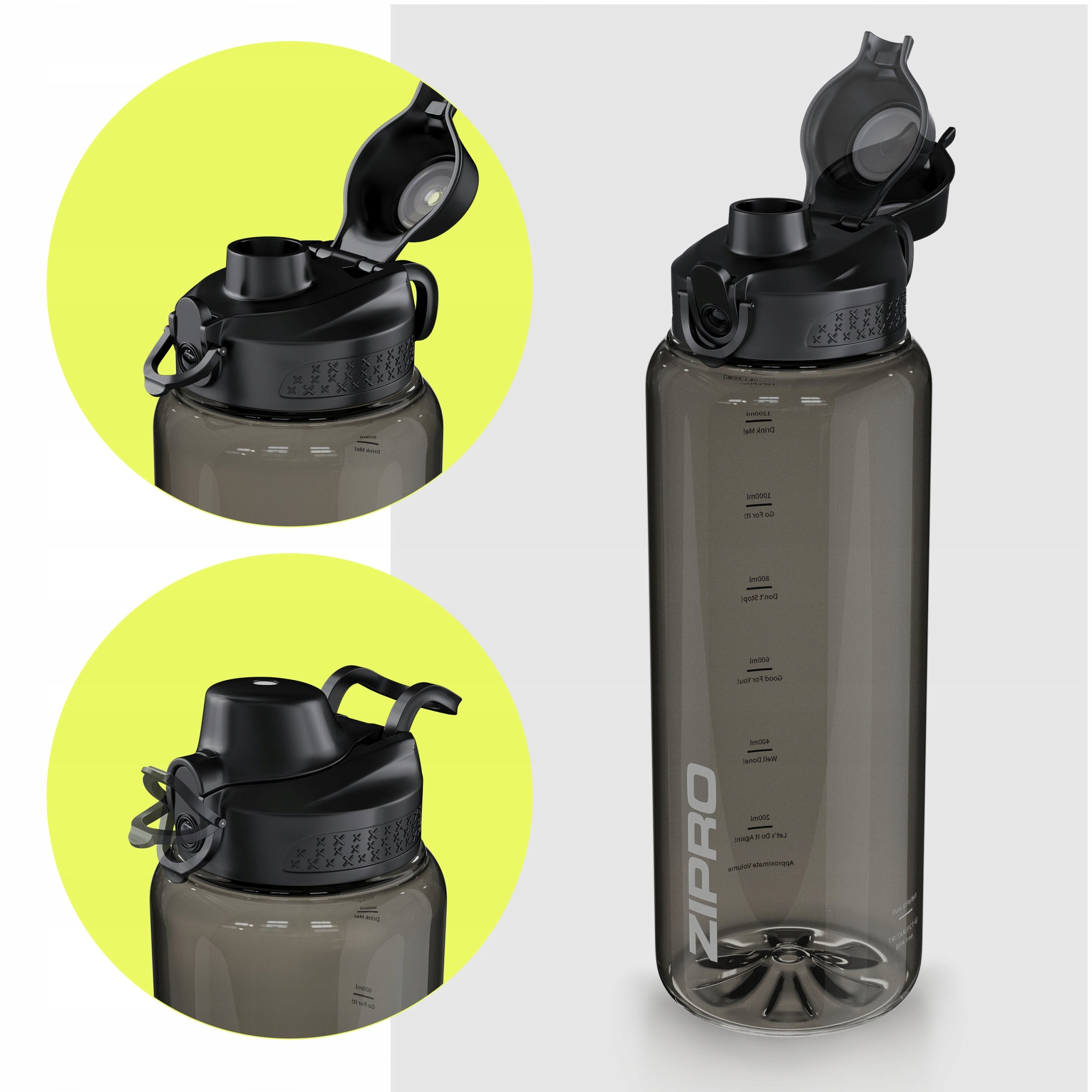 Water bottle sports water bottle BPA free Tritan scoop 1500 ml 1,5 l Zipro Model Water bottle Tritan 1500 ml