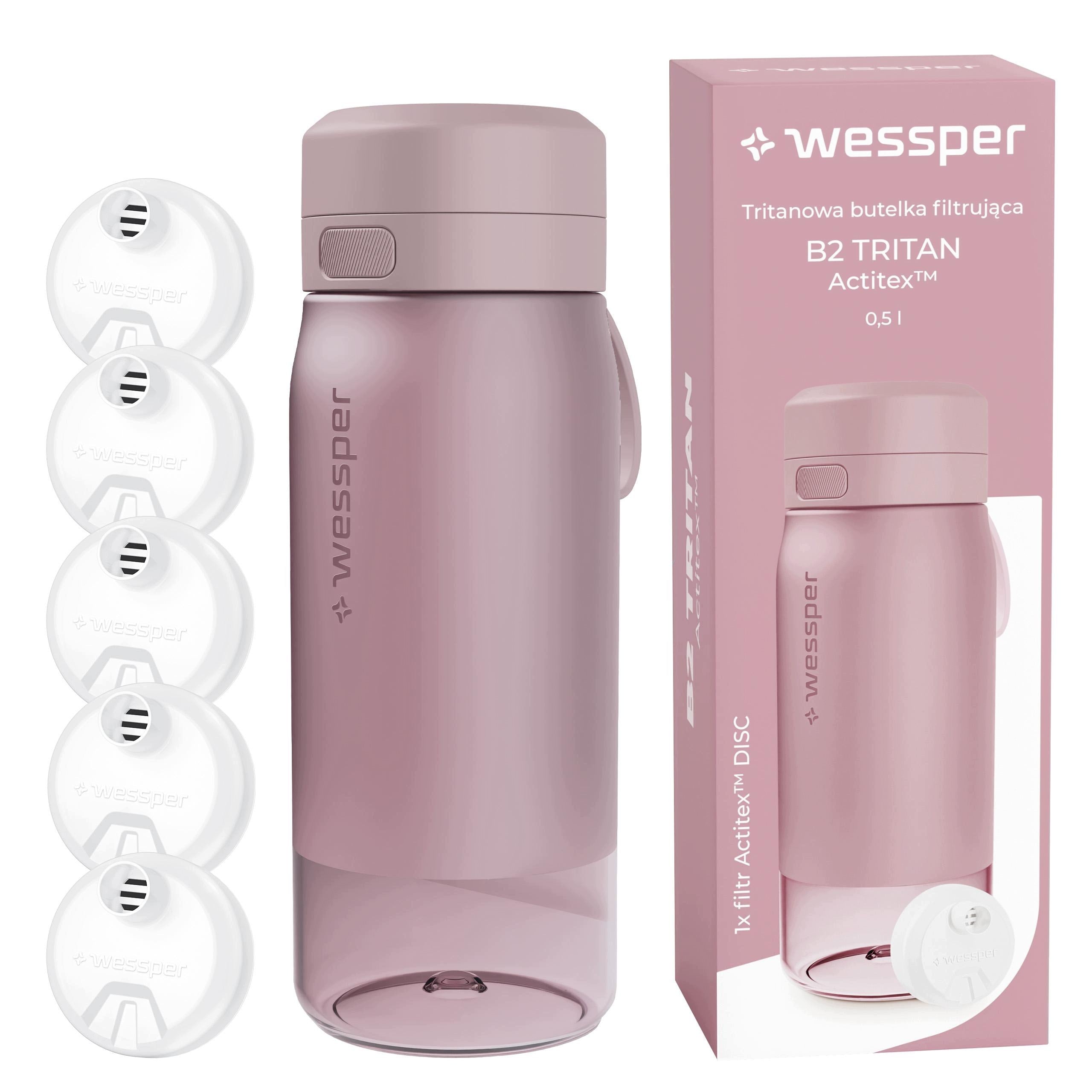 Water bottle tritan Wessper B2 Actitex 0,5l + 5x filter