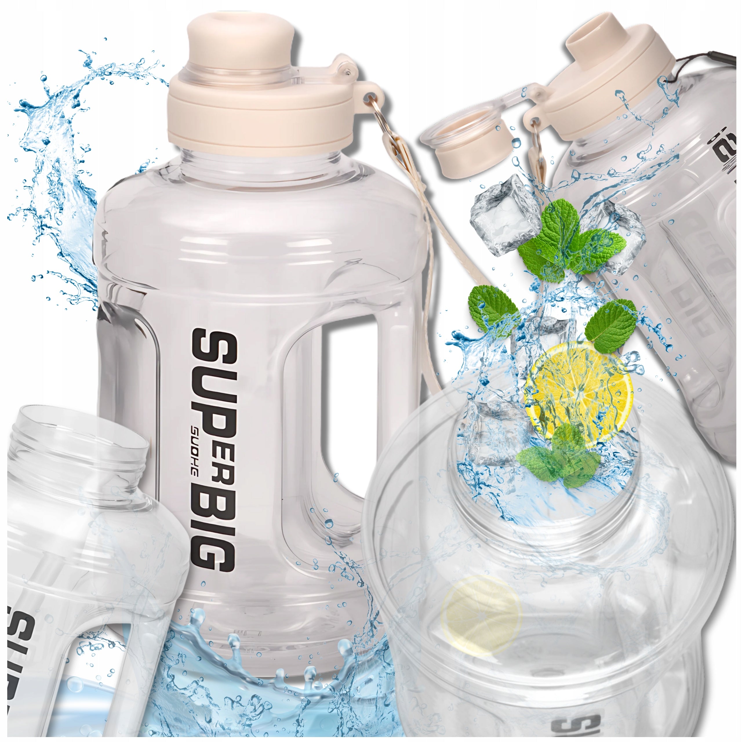 Water bottle water bottle LARGE 1600ml straw holder scoop airtight TRESSARI Packaging status original