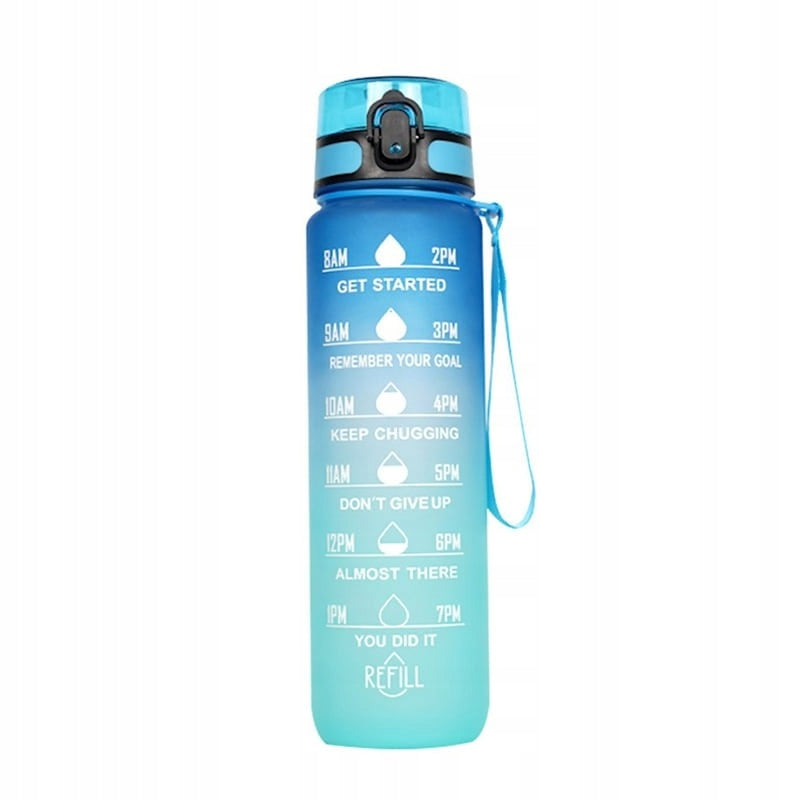 Water bottle, water bottle with measuring cup 1L OMBRE Garnet with Turquoise BD17 Brand no brand