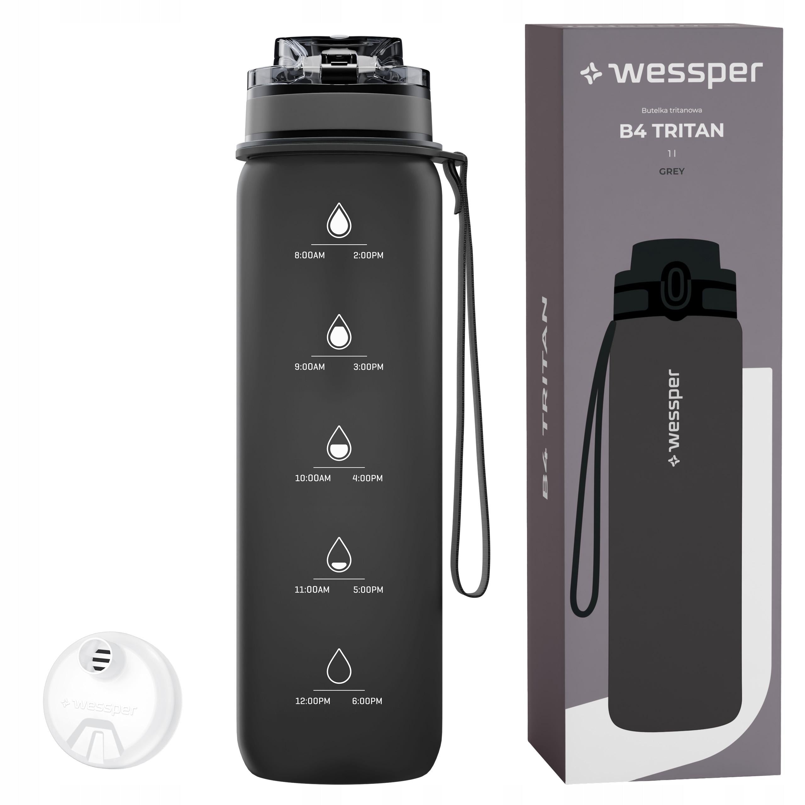 Water bottle with graduation water bottle filter bottle Wessper 1l + filter